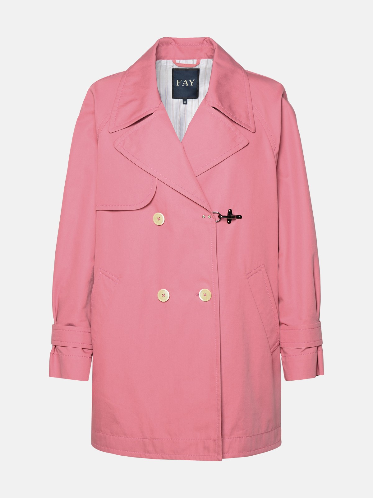 Fay Double-breasted Pink Cotton Trench Coat