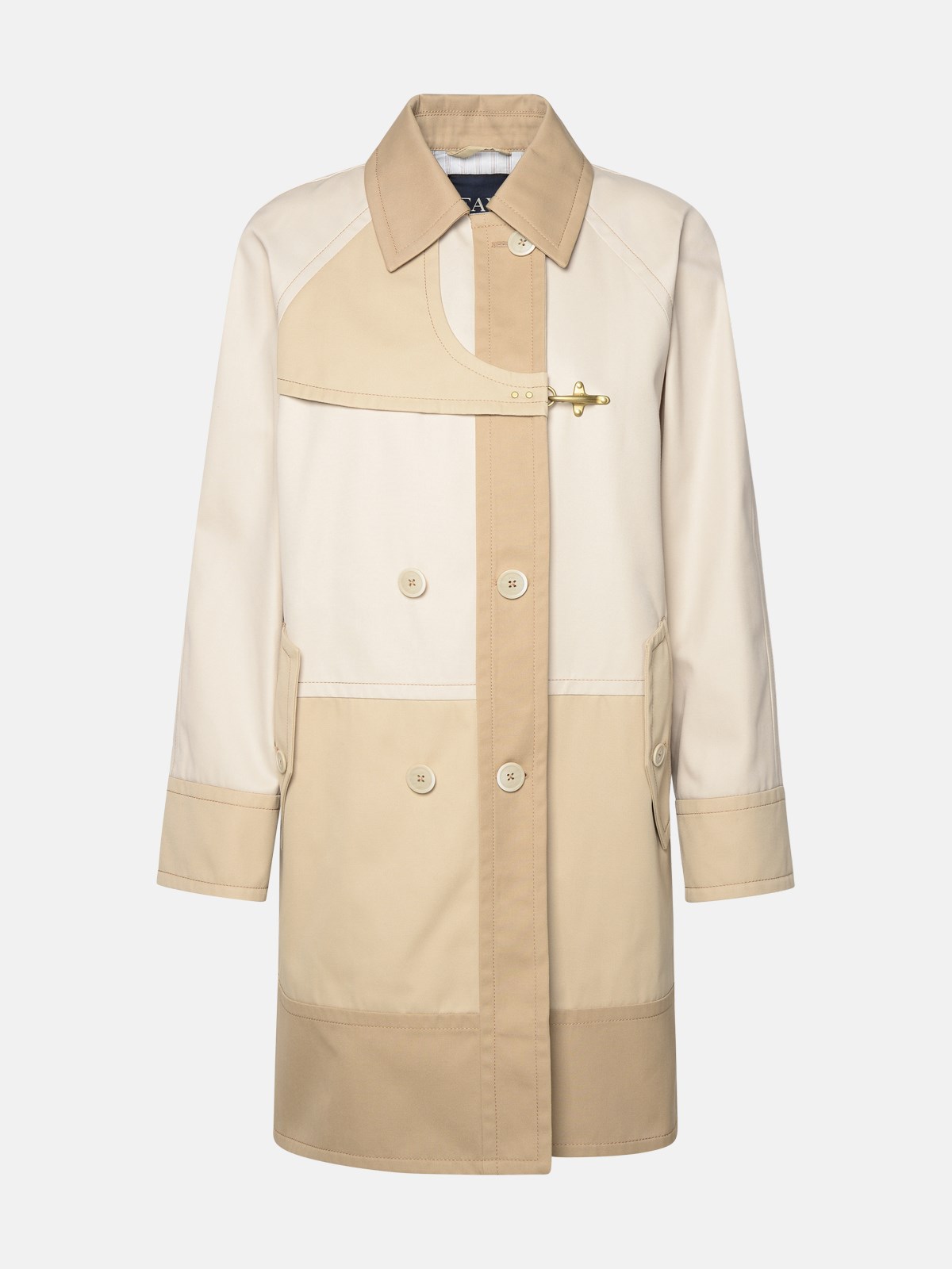 Fay Double-breasted Trench Coat In Beige Cotton Blend