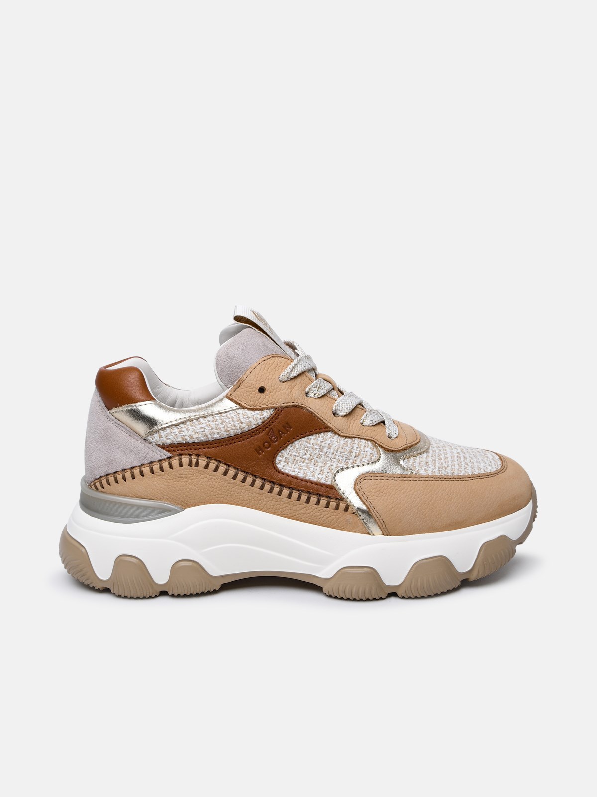 Hogan Multicolor Leather Blend Sneakers In Beige