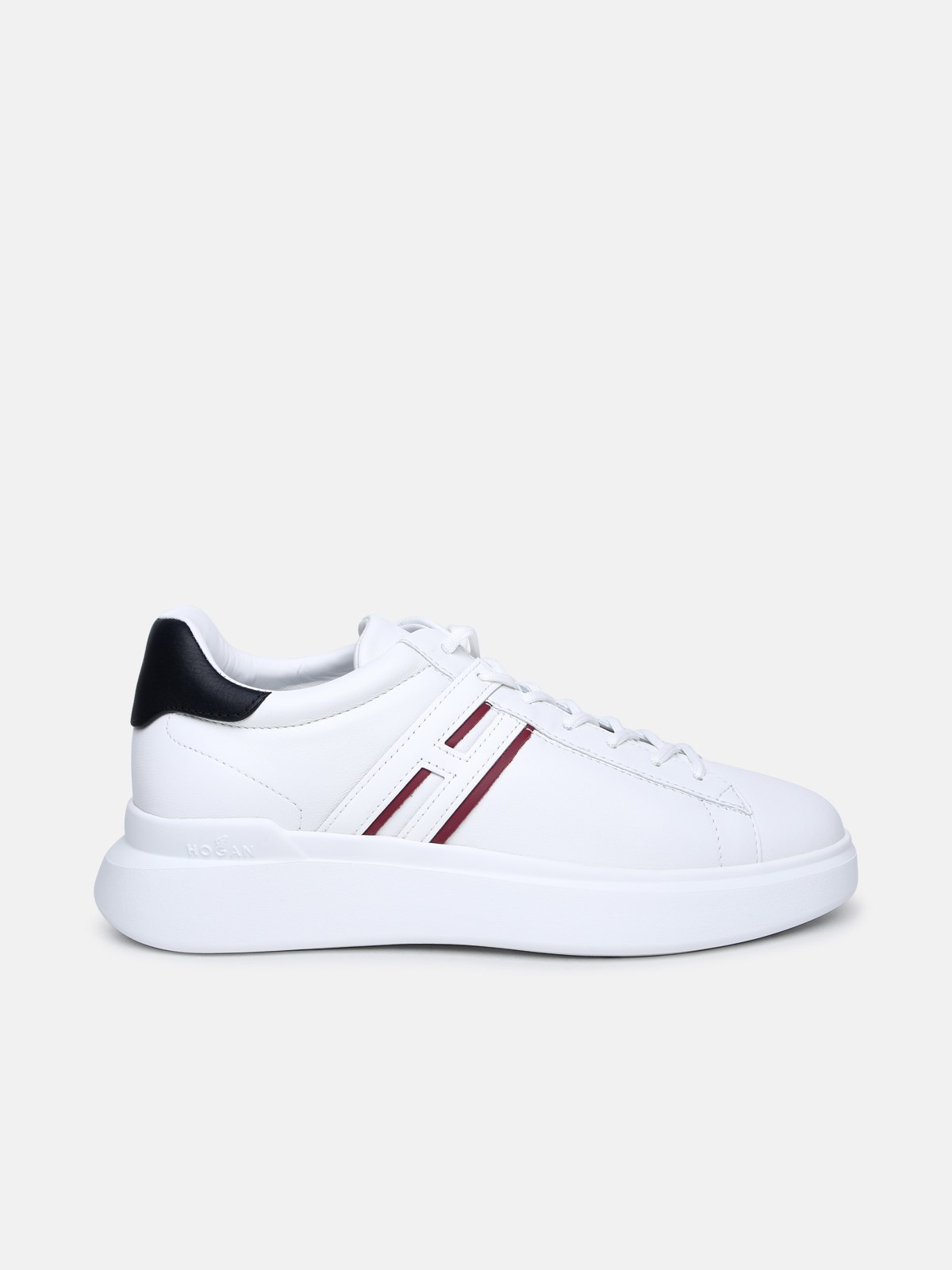 Shop Hogan White Leather H580 Sneaker