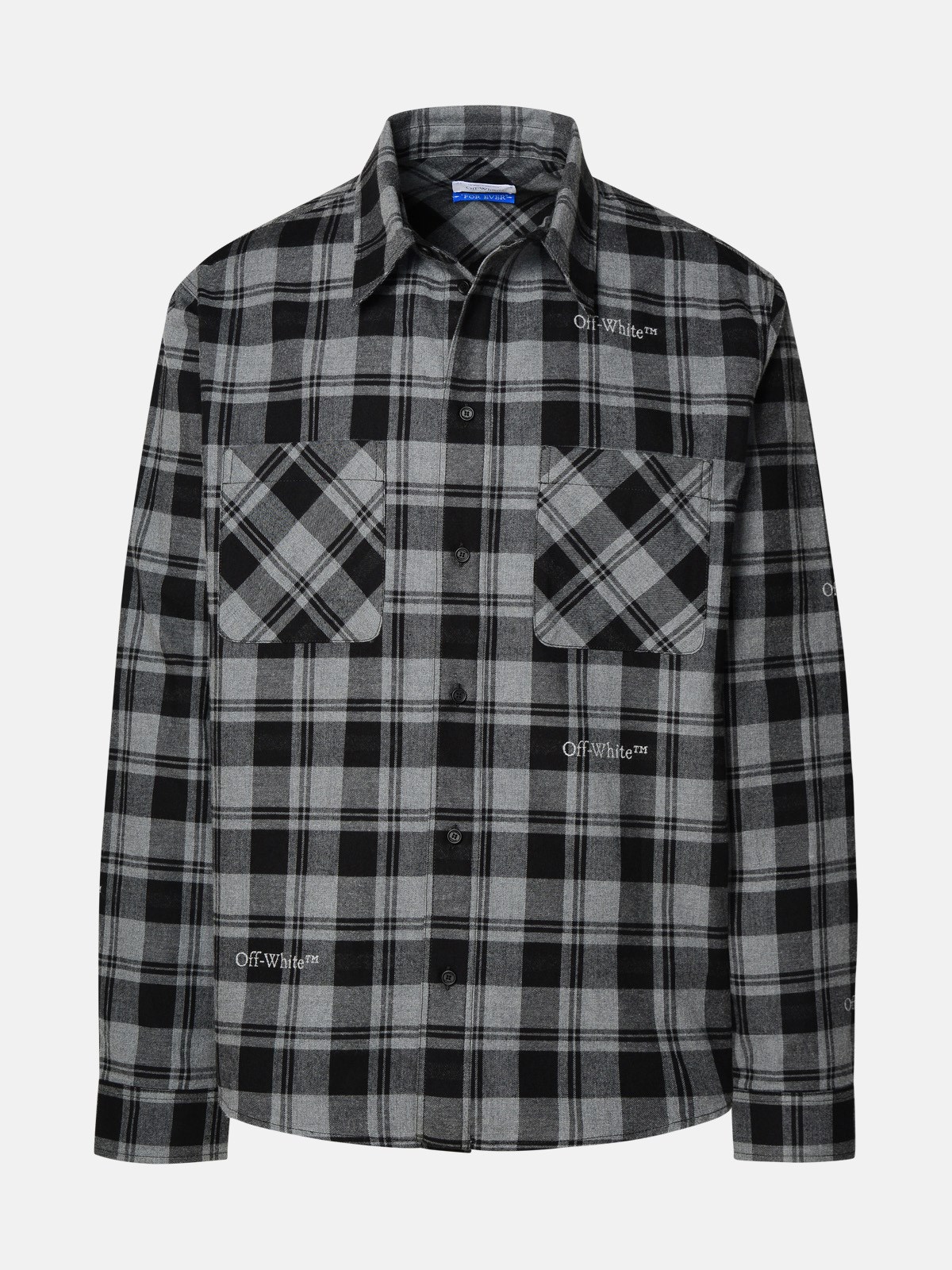 Shop Off-white Two-tone Cotton Shirt In Grey