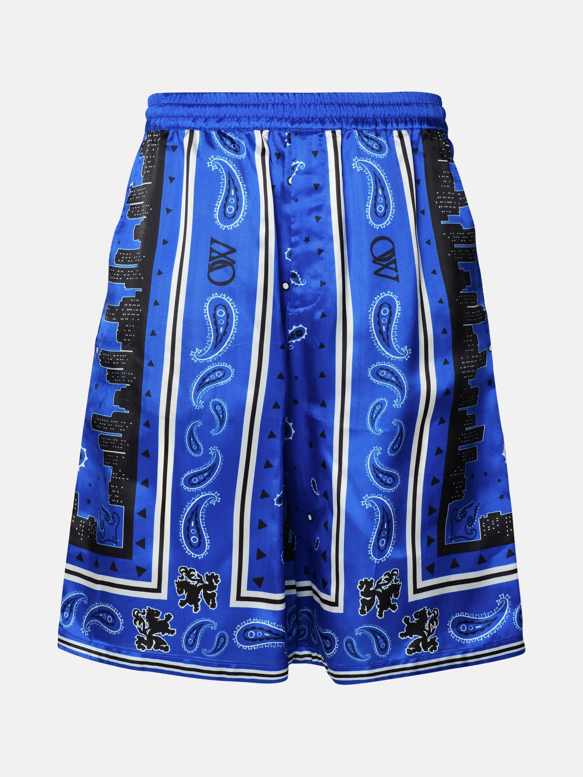 Shop Off-white Blue Viscose Bermuda Shorts