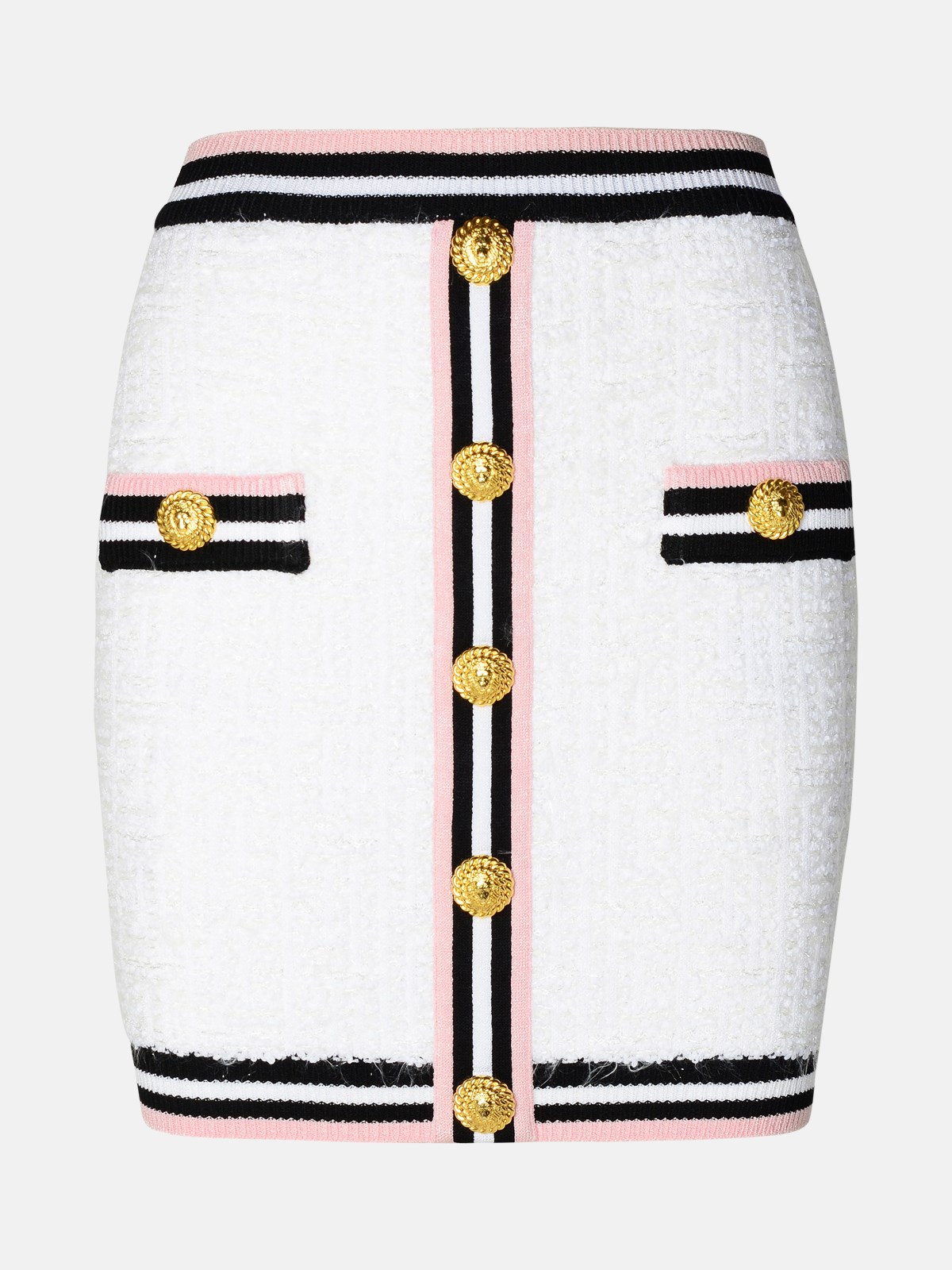 Shop Balmain Viscose Blend Miniskirt In White
