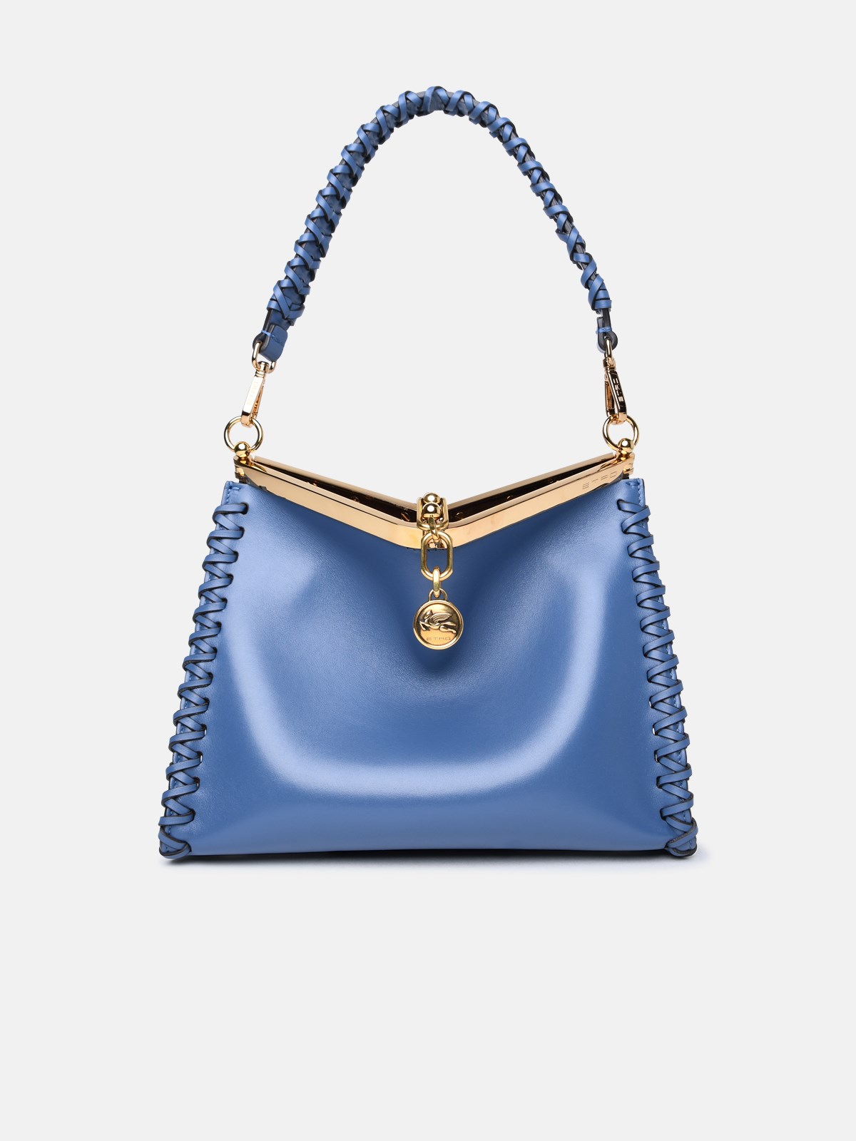 Shop Etro Medium 'vela' Blue Leather Bag