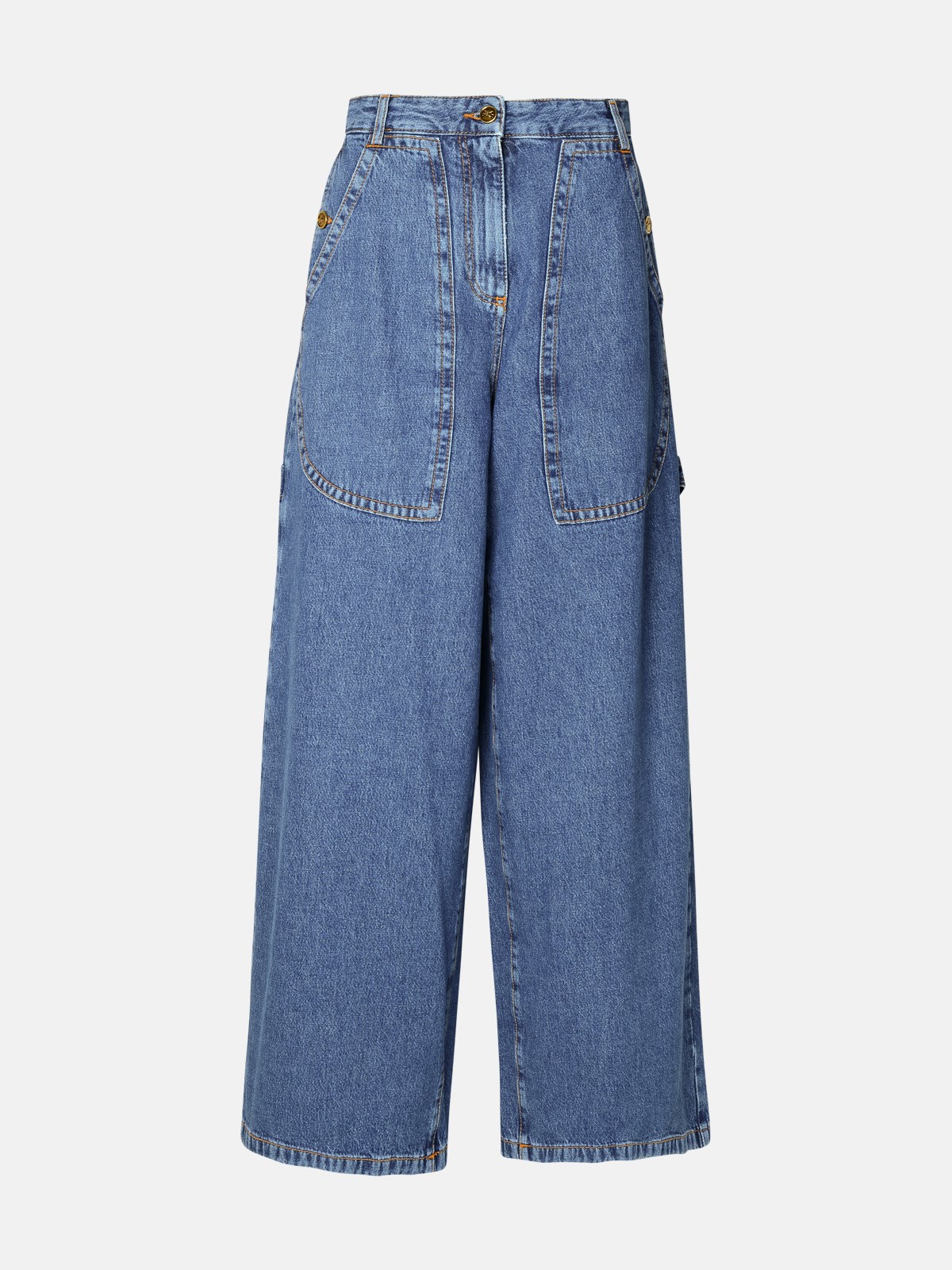 Shop Etro Blue Cotton Cargo Jeans