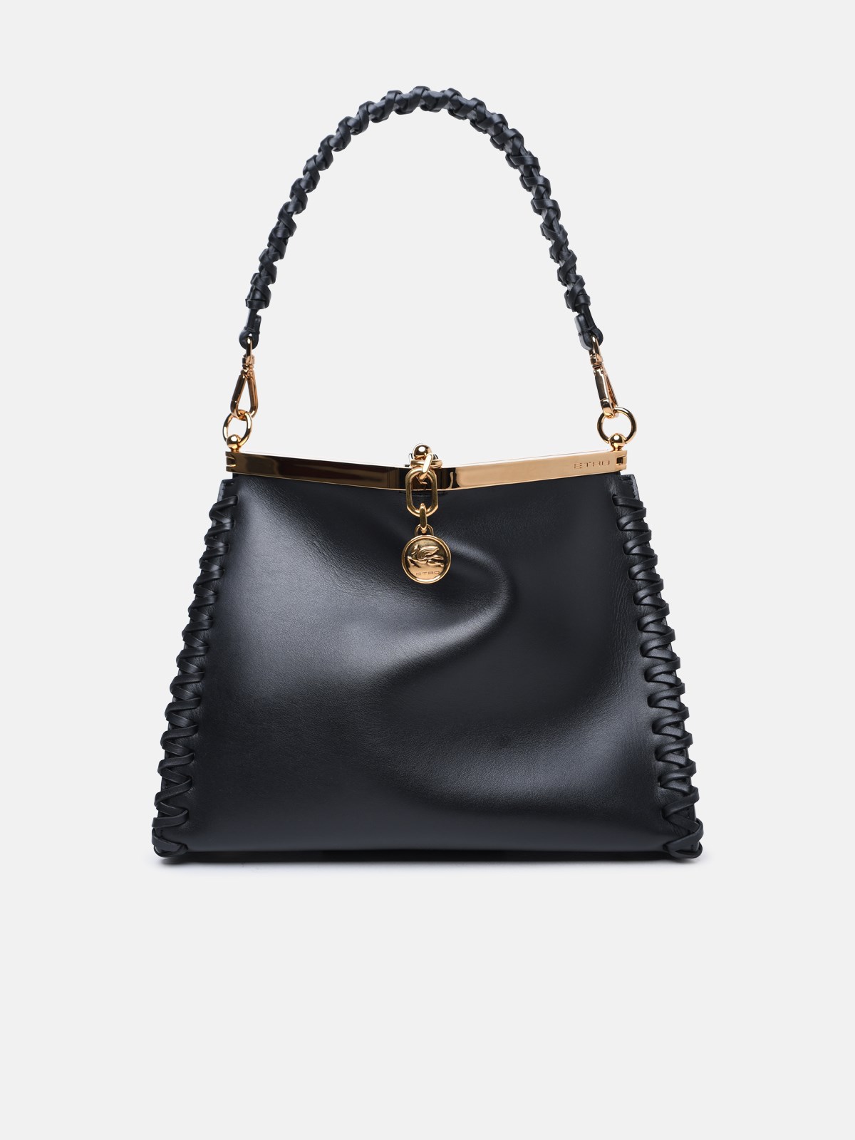 Shop Etro 'vela' Black Midi Leather Bag