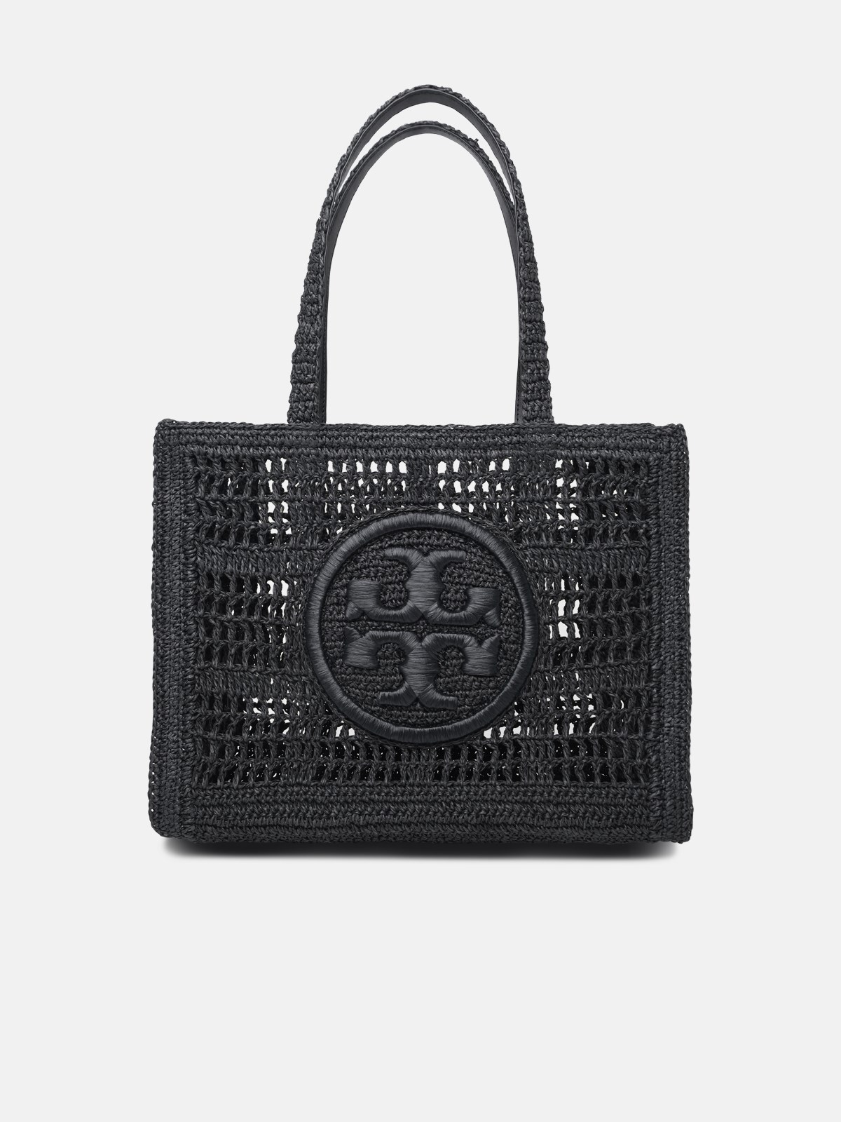 Shop Tory Burch 'ella' Small Black Raffia Shopping Bag