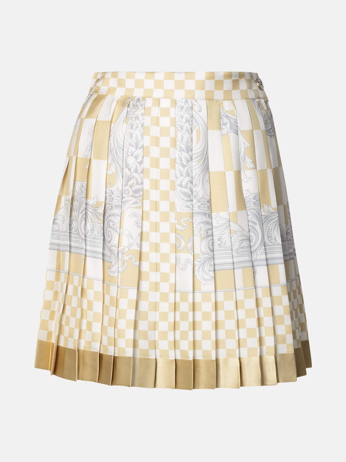 Shop Versace 'barocco' Beige Silk Skirt