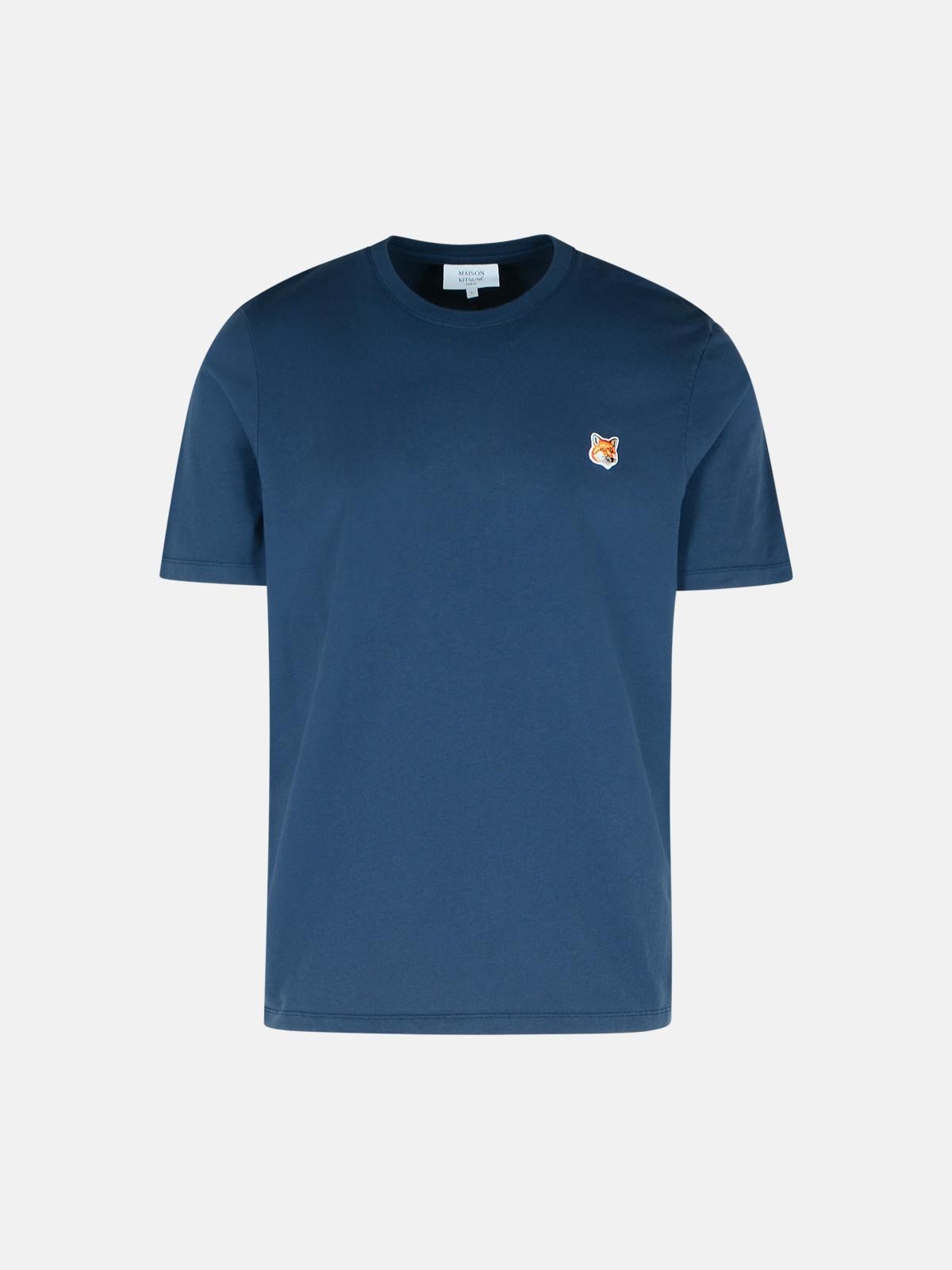 Maison Kitsuné 'fox Head' Navy Cotton T-shirt In Navy