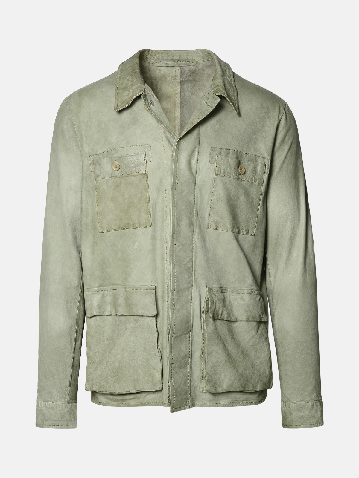 Shop Salvatore Santoro Green Leather Jacket
