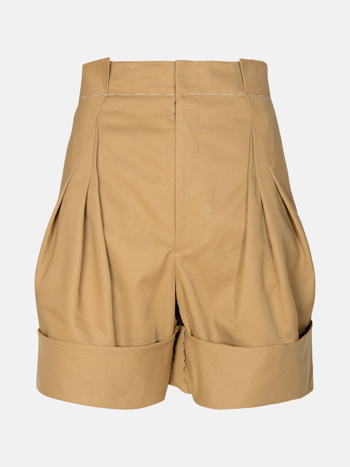 Shop Maison Margiela Beige Cotton Blend Bermuda Shorts