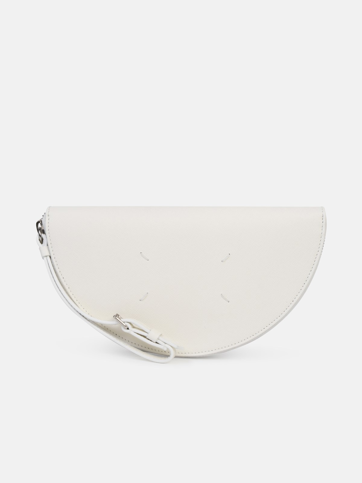 Shop Maison Margiela White Saffiano Leather Clutch Bag