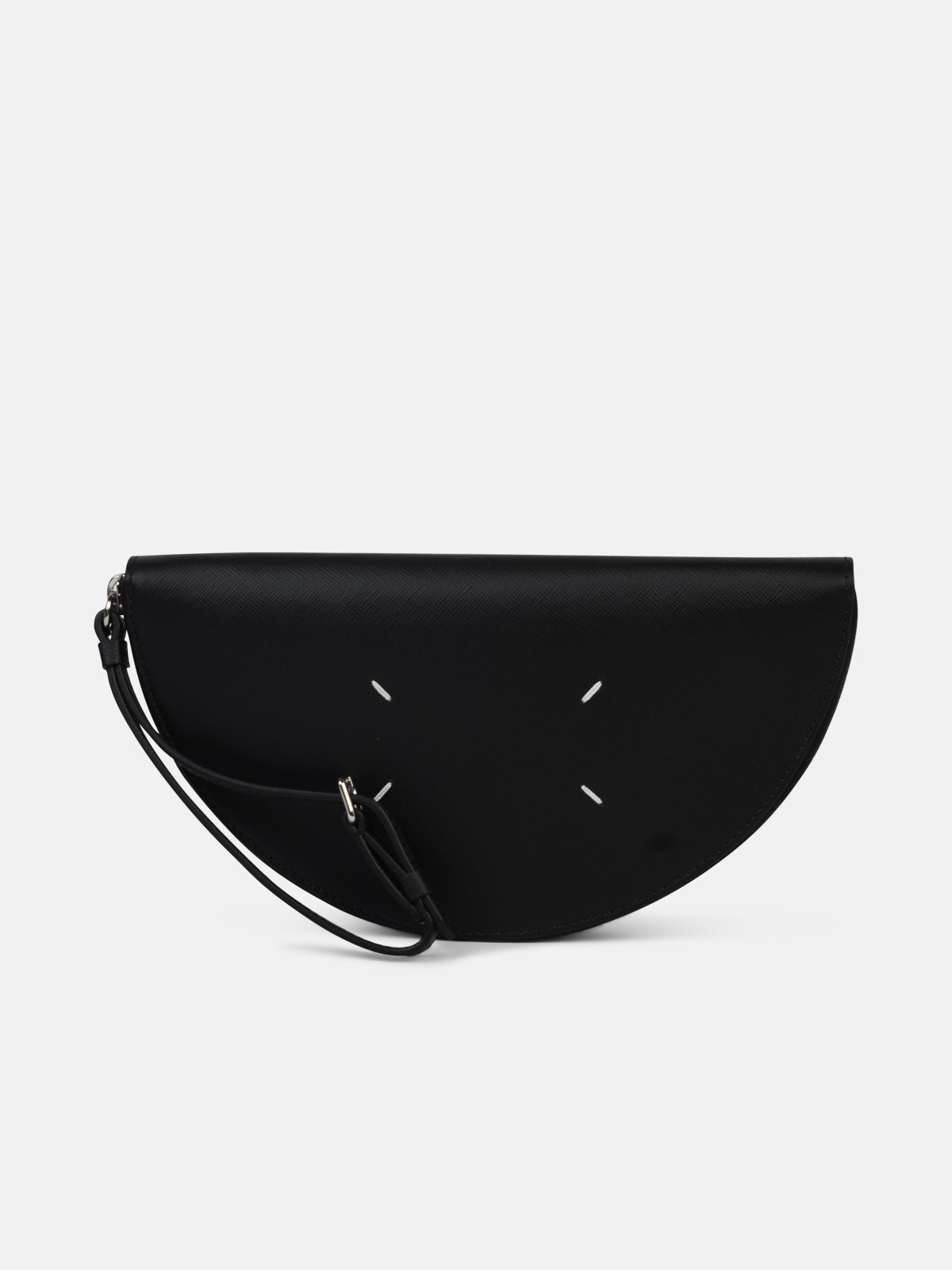 Shop Maison Margiela Black Saffiano Leather Clutch Bag