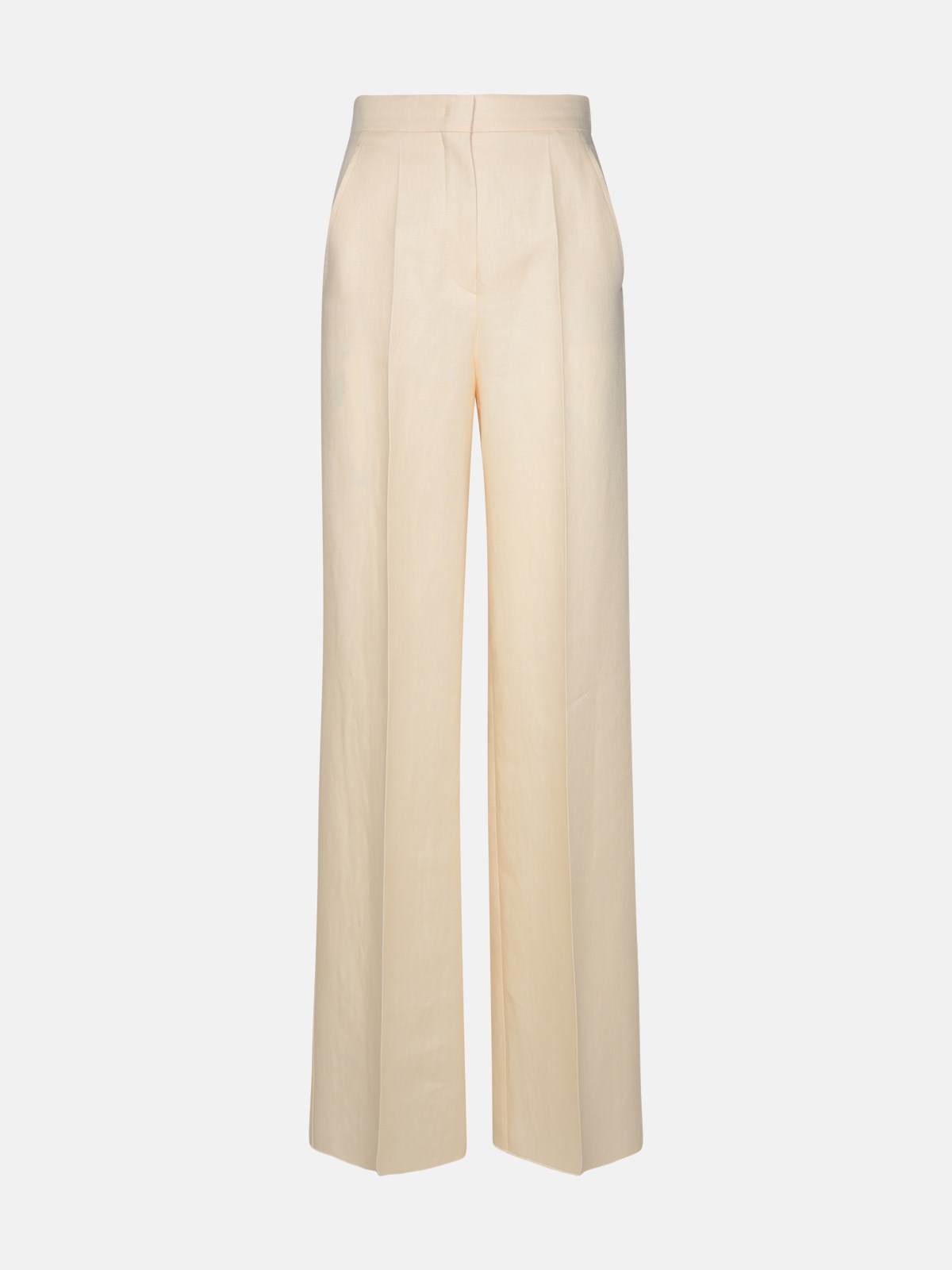 Shop Max Mara 'hangar' Ivory Linen Pants