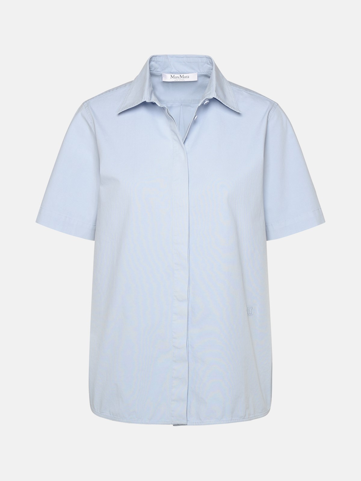 Shop Max Mara 'adunco' Light Blue Cotton Blend Shirt