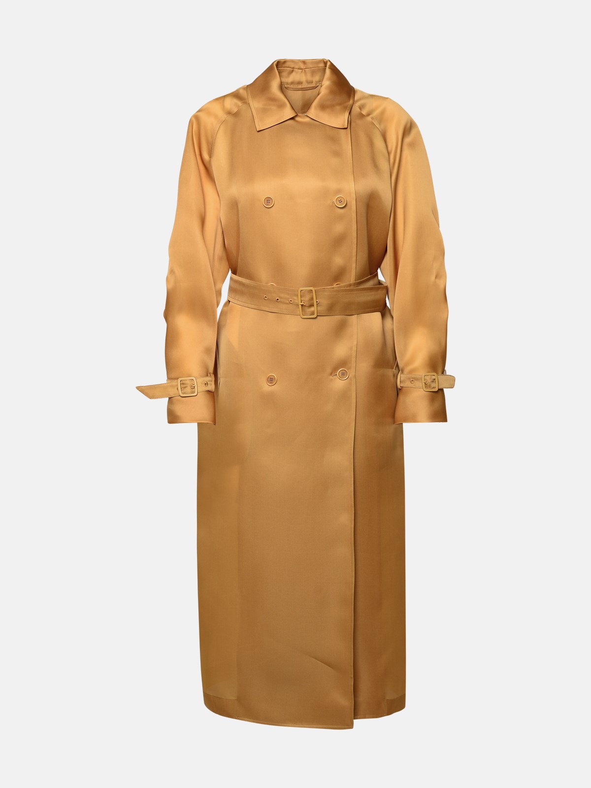 Shop Max Mara 'sacco' Silk Leather Trench Coat In Brown