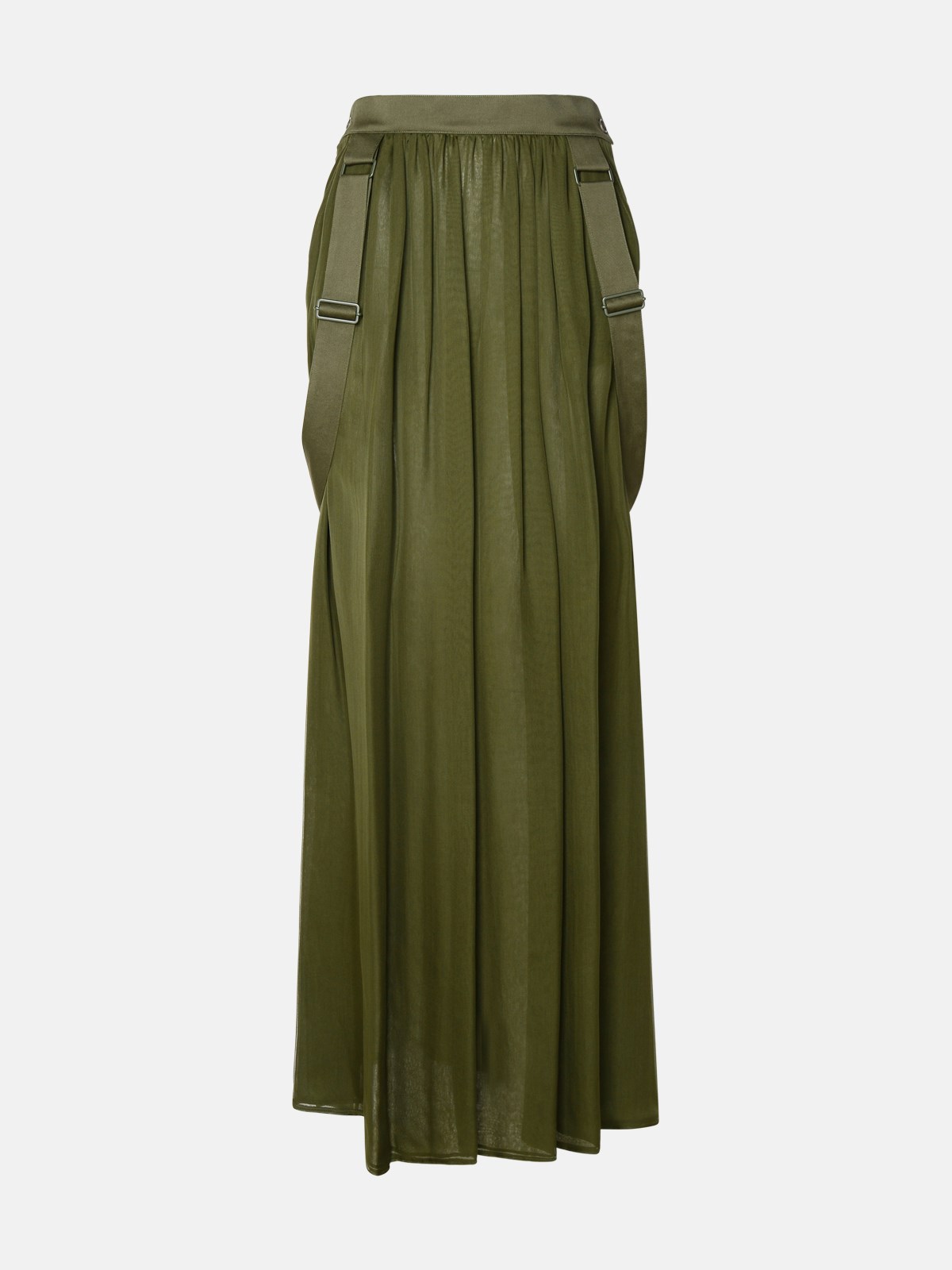 Shop Max Mara 'jedy' Khaki Silk Skirt In Green