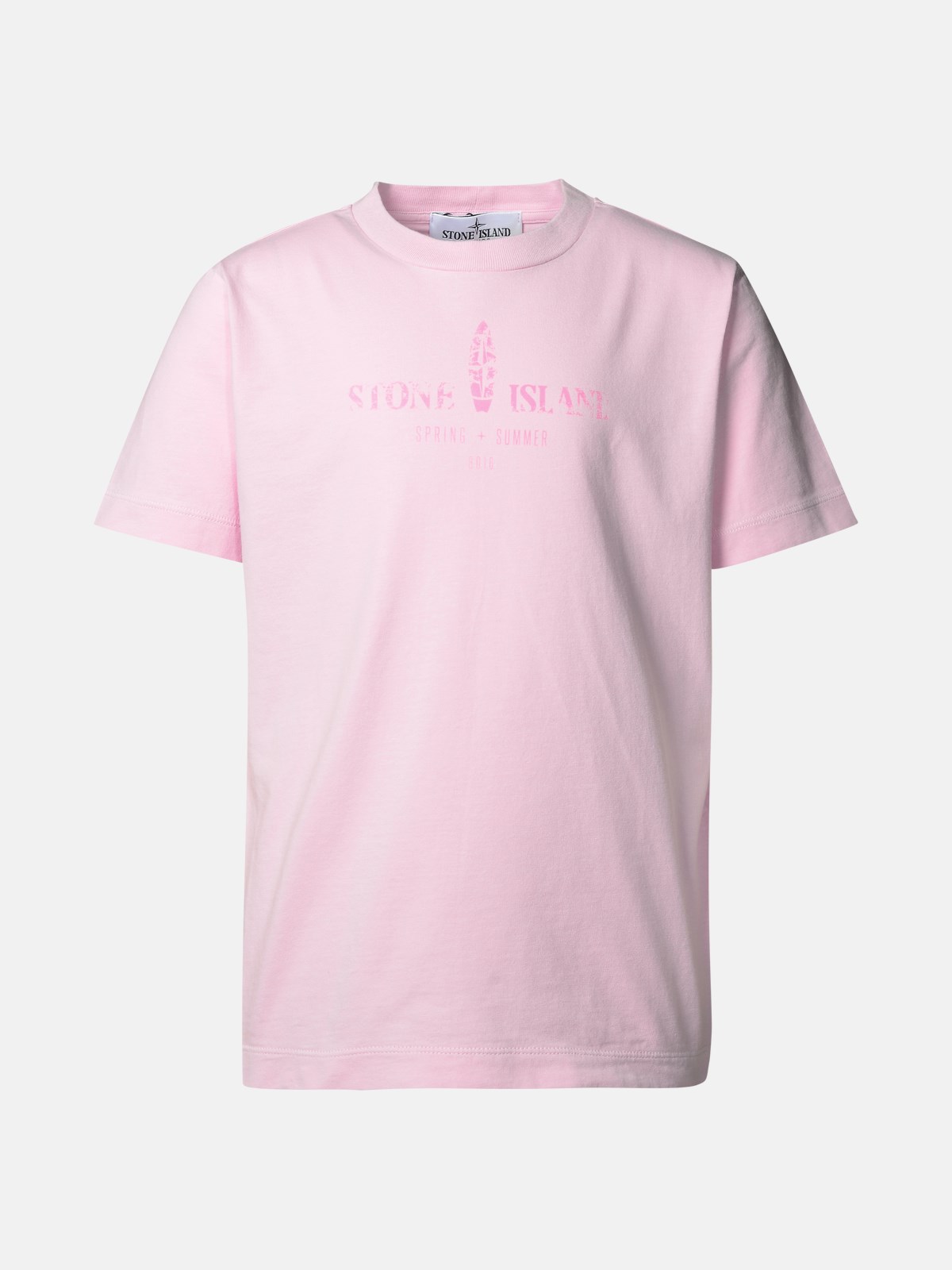 Shop Stone Island Junior T-shirt Logo Scritta In Pink