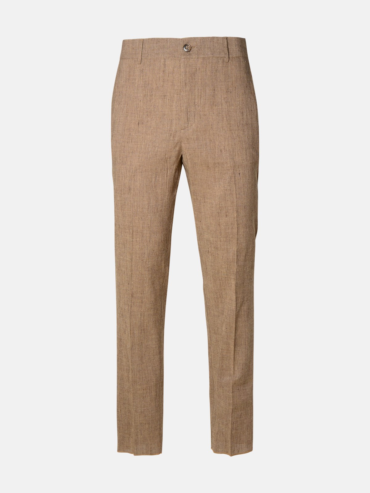 Shop Brian Dales Brown Linen Blend Trousers