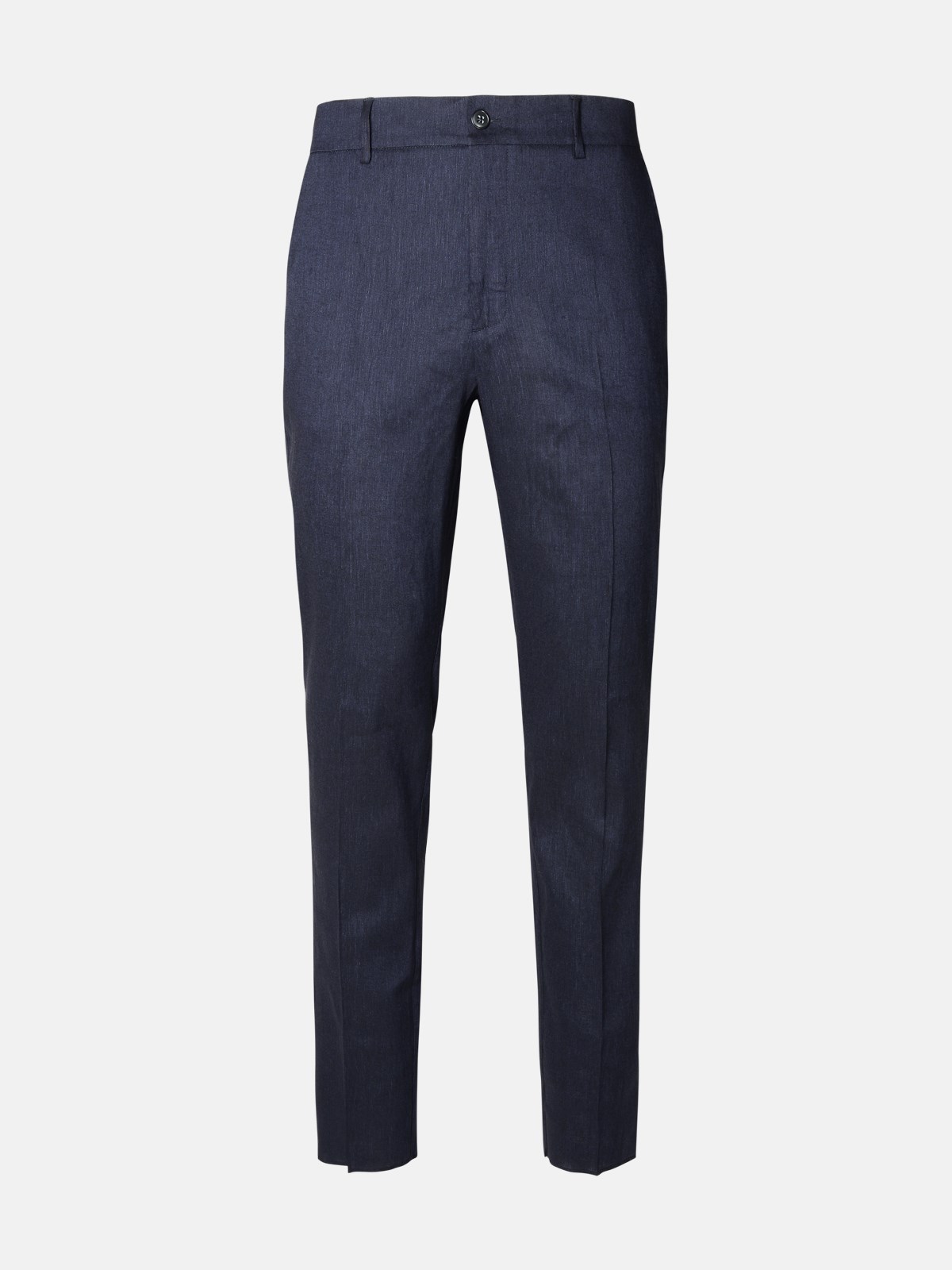 Shop Brian Dales Blue Linen Blend Trousers In Navy