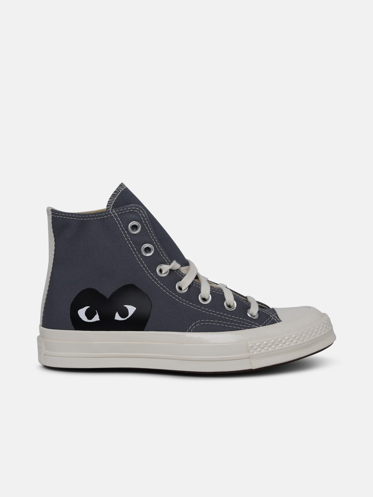 Comme Des Garçons Play X Converse High Top Grey Canvas Sneakers In Blue