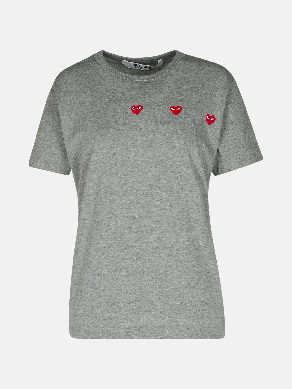 Shop Comme Des Garçons Play Gray Cotton T-shirt In Grey