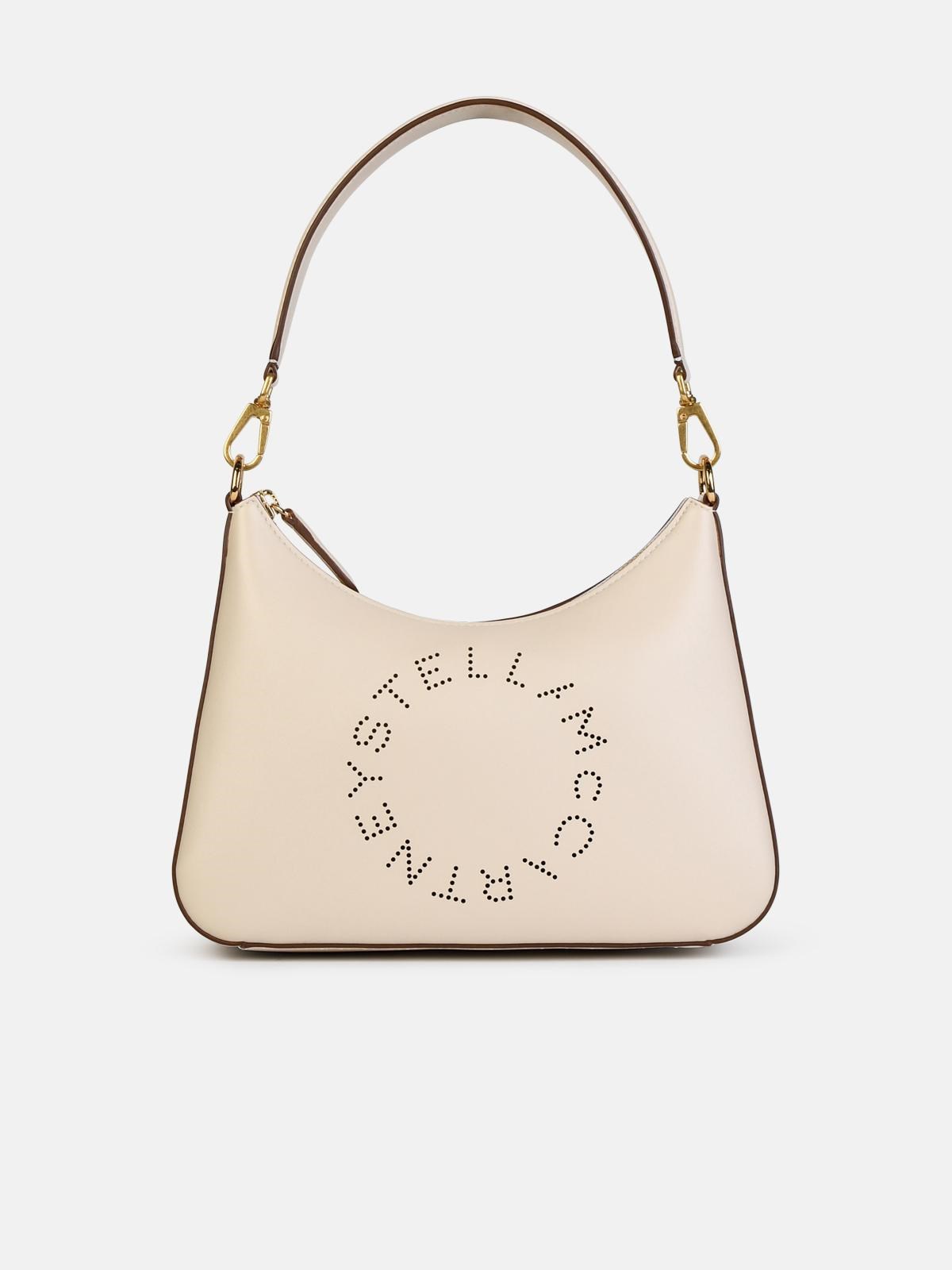 Stella Mccartney Small 'logo' Shoulder Bag In Almond White 'alter Mat' In Neutral