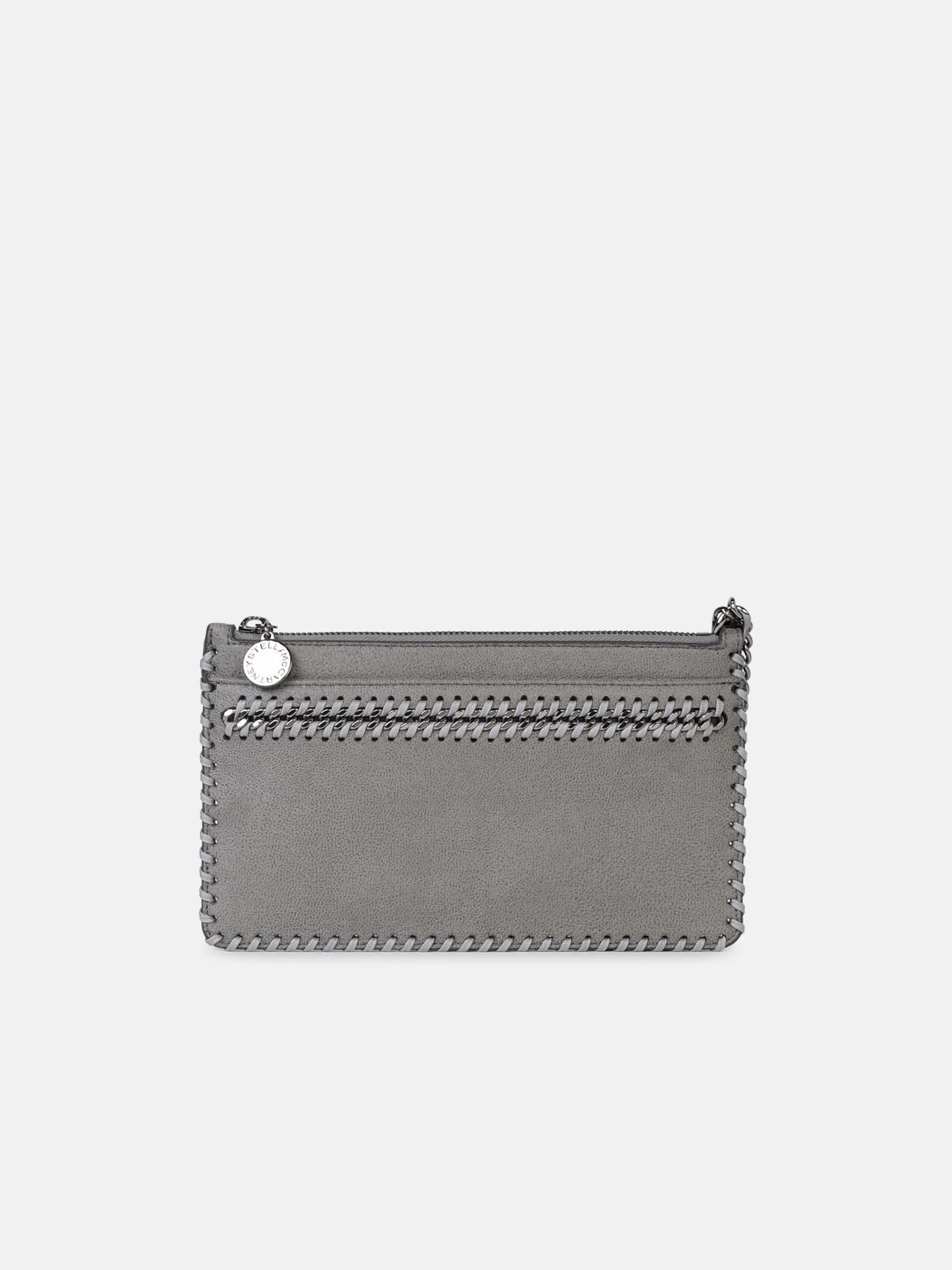 STELLA MCCARTNEY 'FALABELLA' MINI CLUTCH BAG IN GREY RECYCLED POLYESTER 