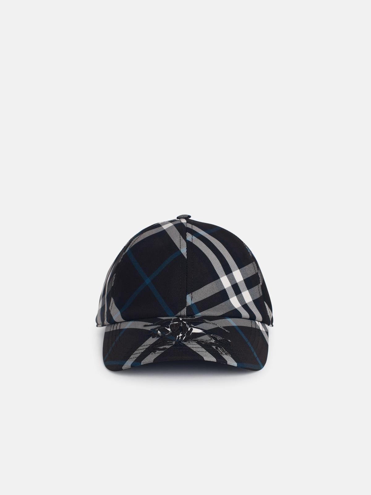 Shop Burberry 'check' Dark Green Polyester Baseball Cap