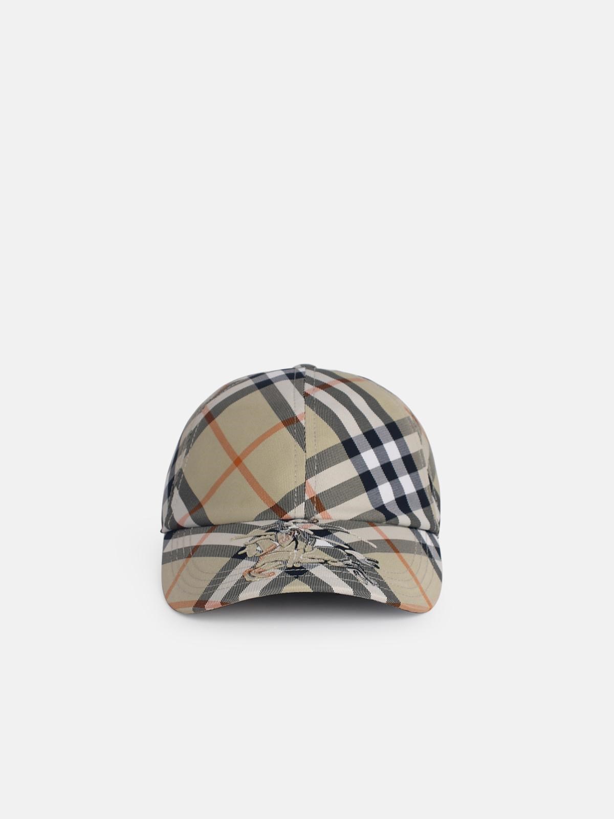 Shop Burberry 'check' Light Green Polyester Baseball Cap