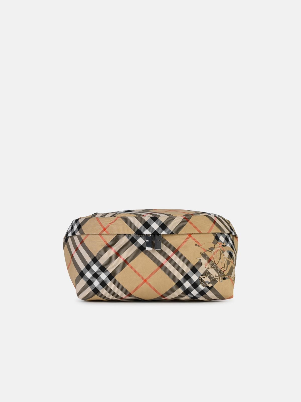 Burberry 'check' Beige Polyester Fanny Pack In Brown