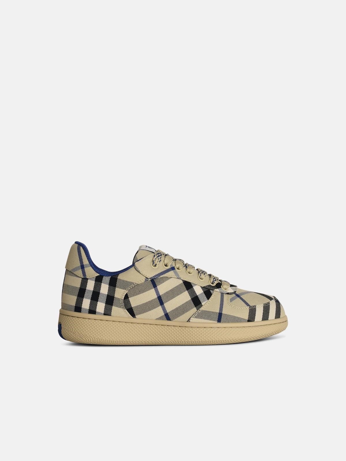 Shop Burberry 'terrace' Beige Polyester Blend Sneakers