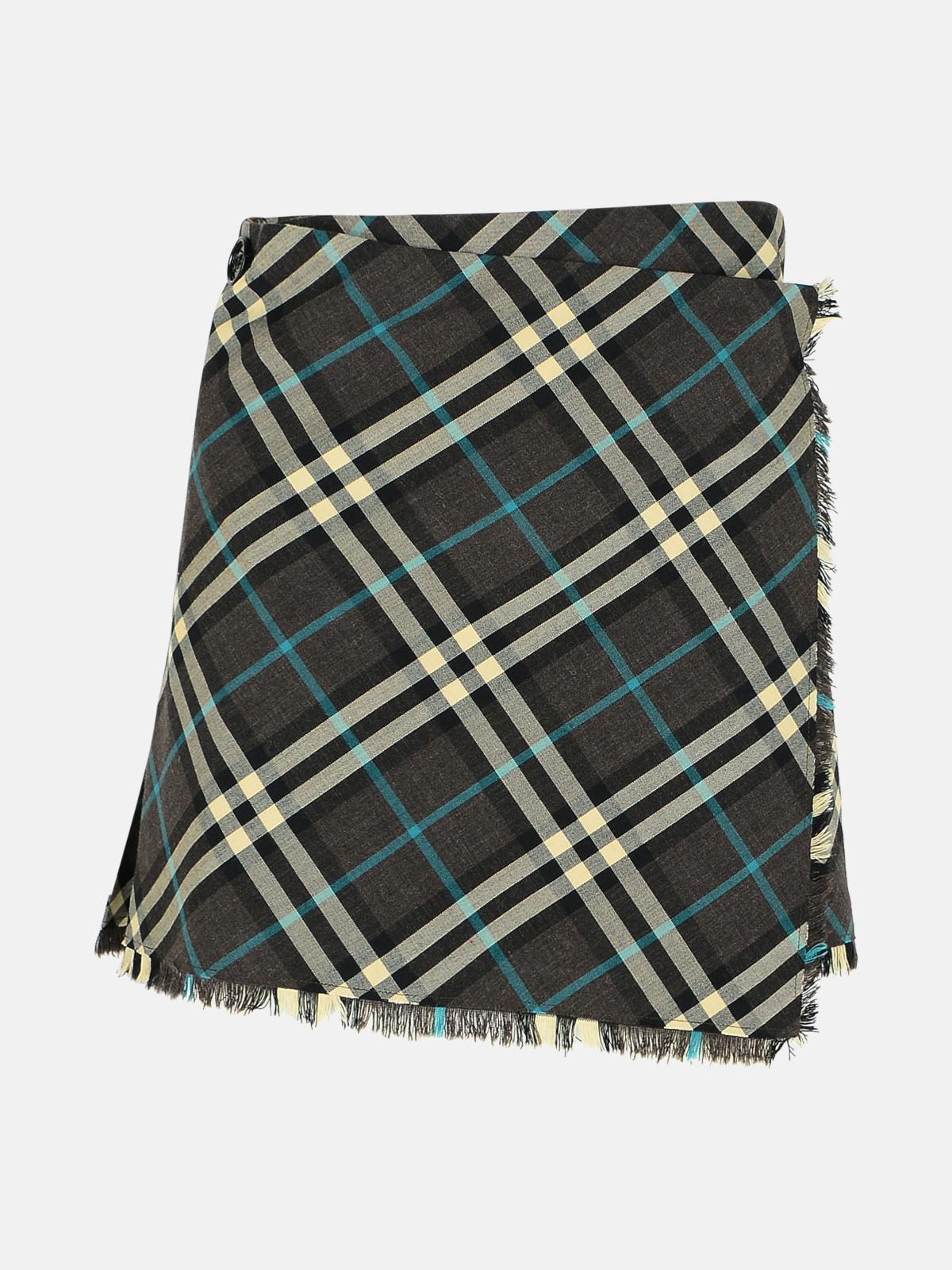 Burberry BURBERRY 'Check' Brown Polyester Blend Skirt　BURBERRY チェック ブラウン ポリエステル ブレンド スカート