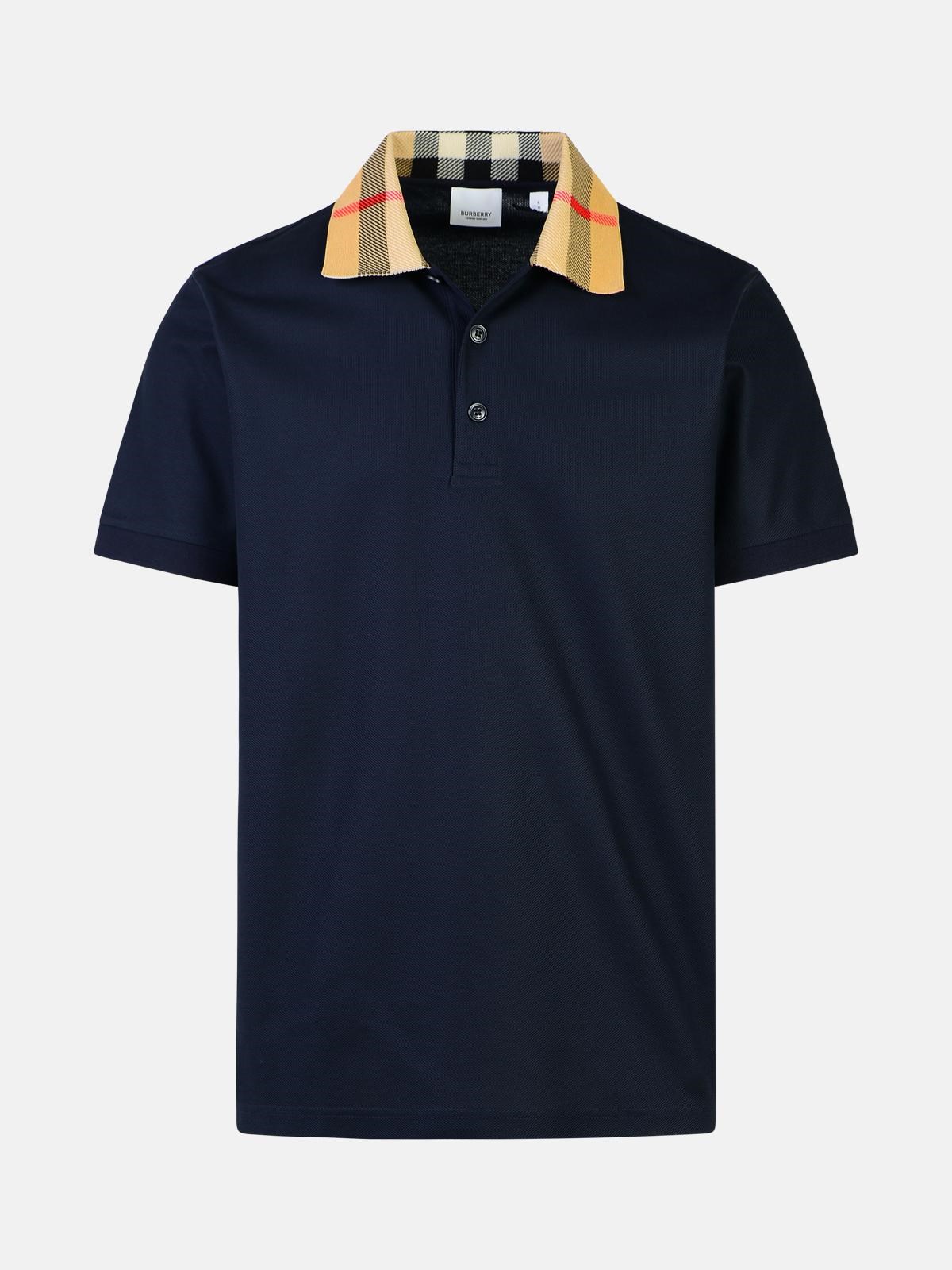 Burberry 'cody' Navy Cotton Polo Shirt In Blue
