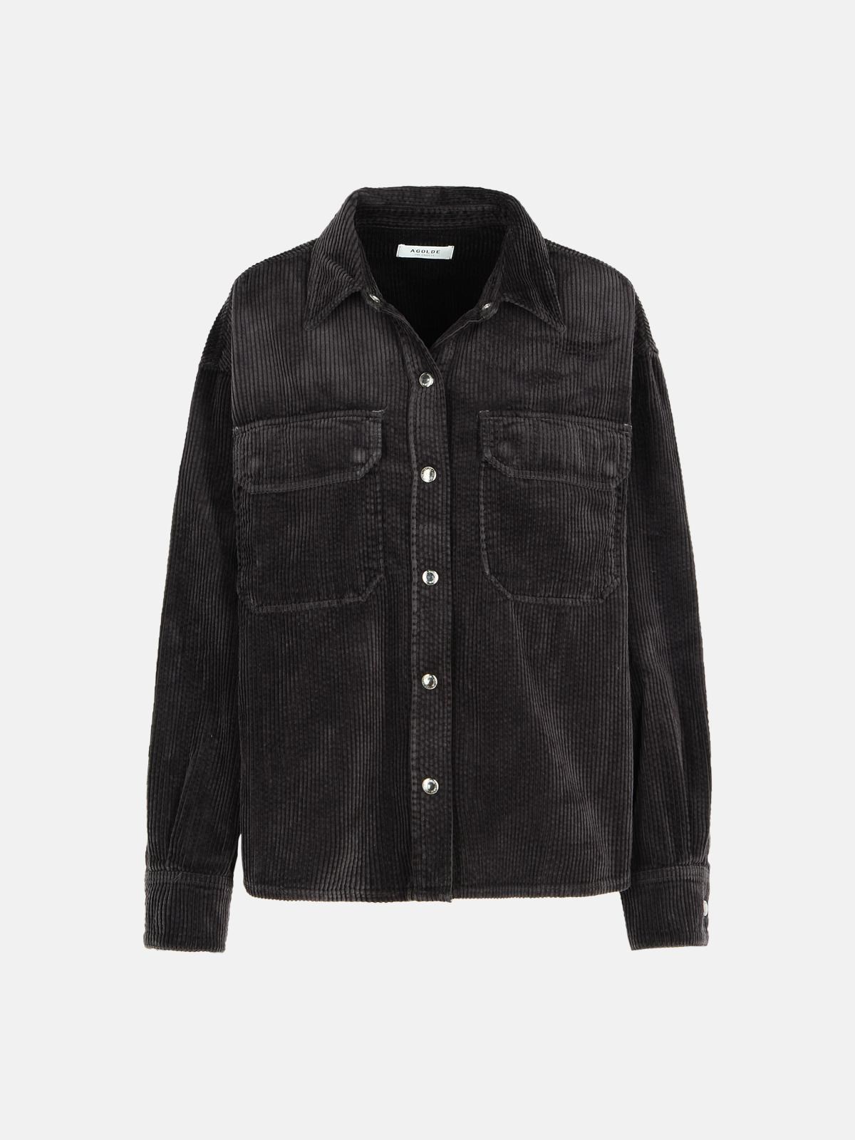 Agolde 'gwen' Black Cotton Shirt In Black