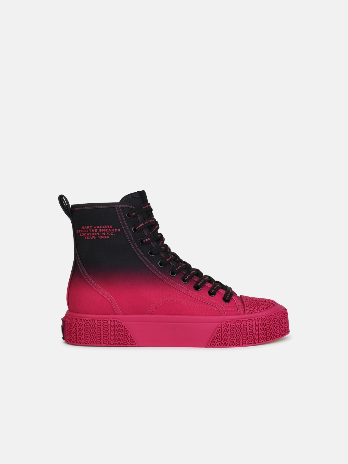 Shop Marc Jacobs 'hight Top' Black And Fuchsia Tela Sneakers In Multi