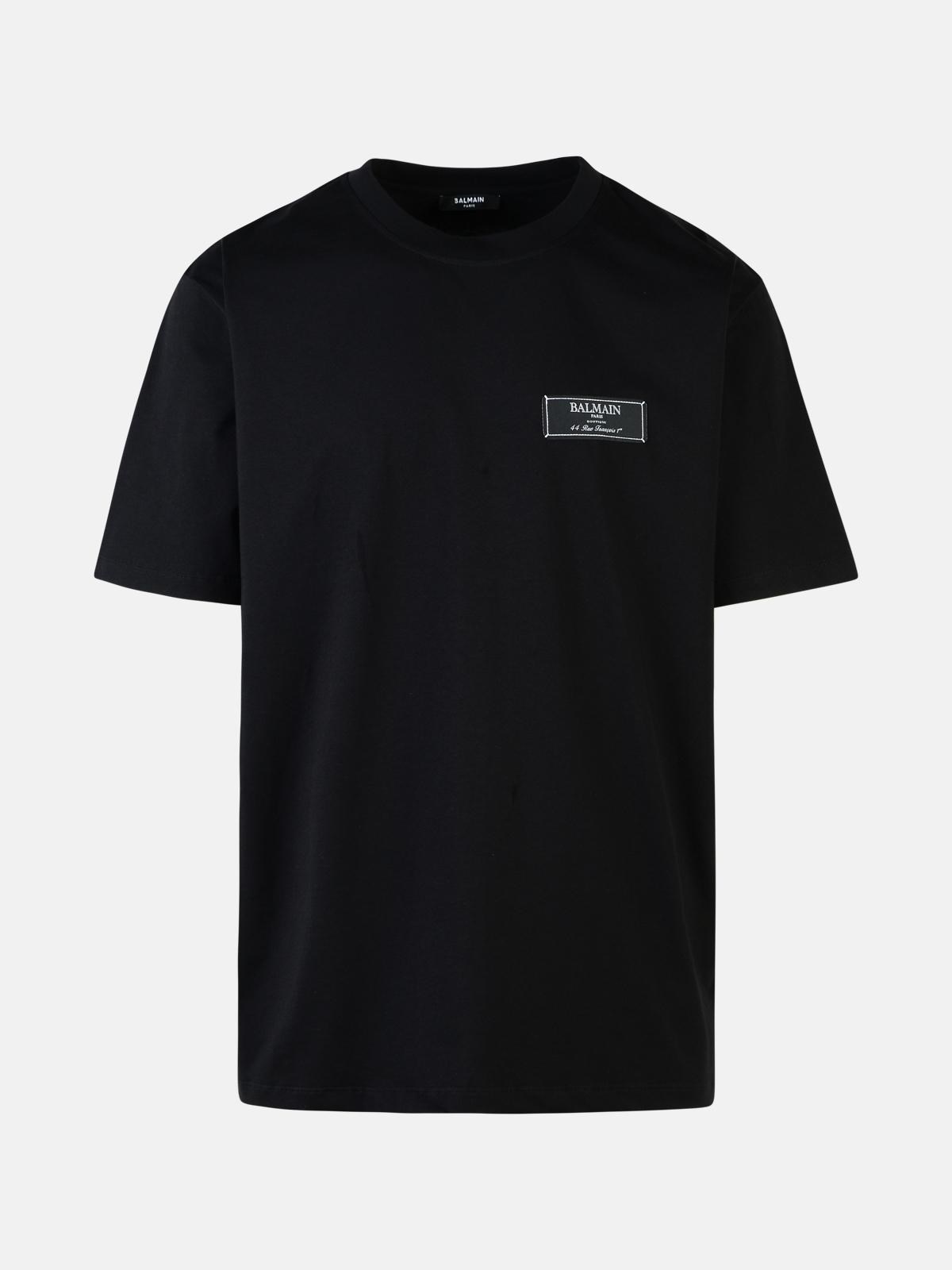 BALMAIN BLACK COTTON T-SHIRT 