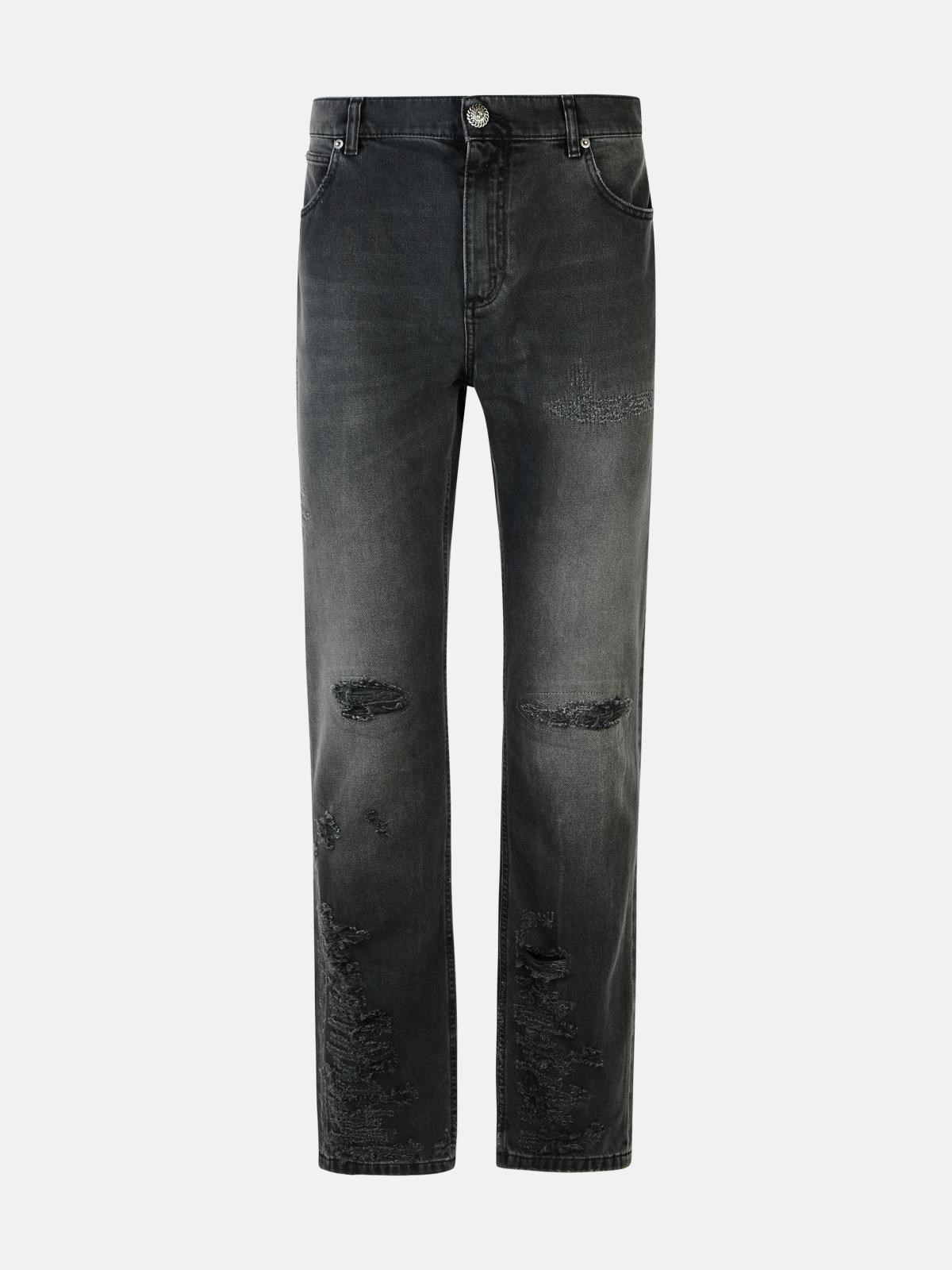 Balmain Black Cotton Jeans In Black