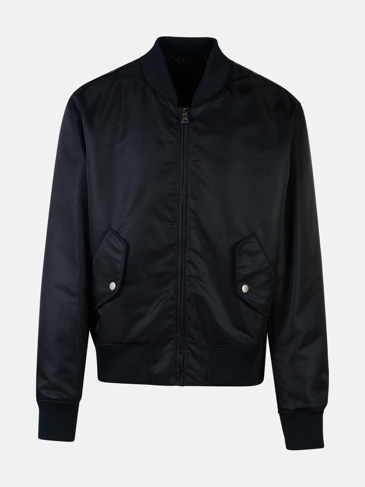 Balmain Dark Blue Polyamide Bomber Jacket In Blue