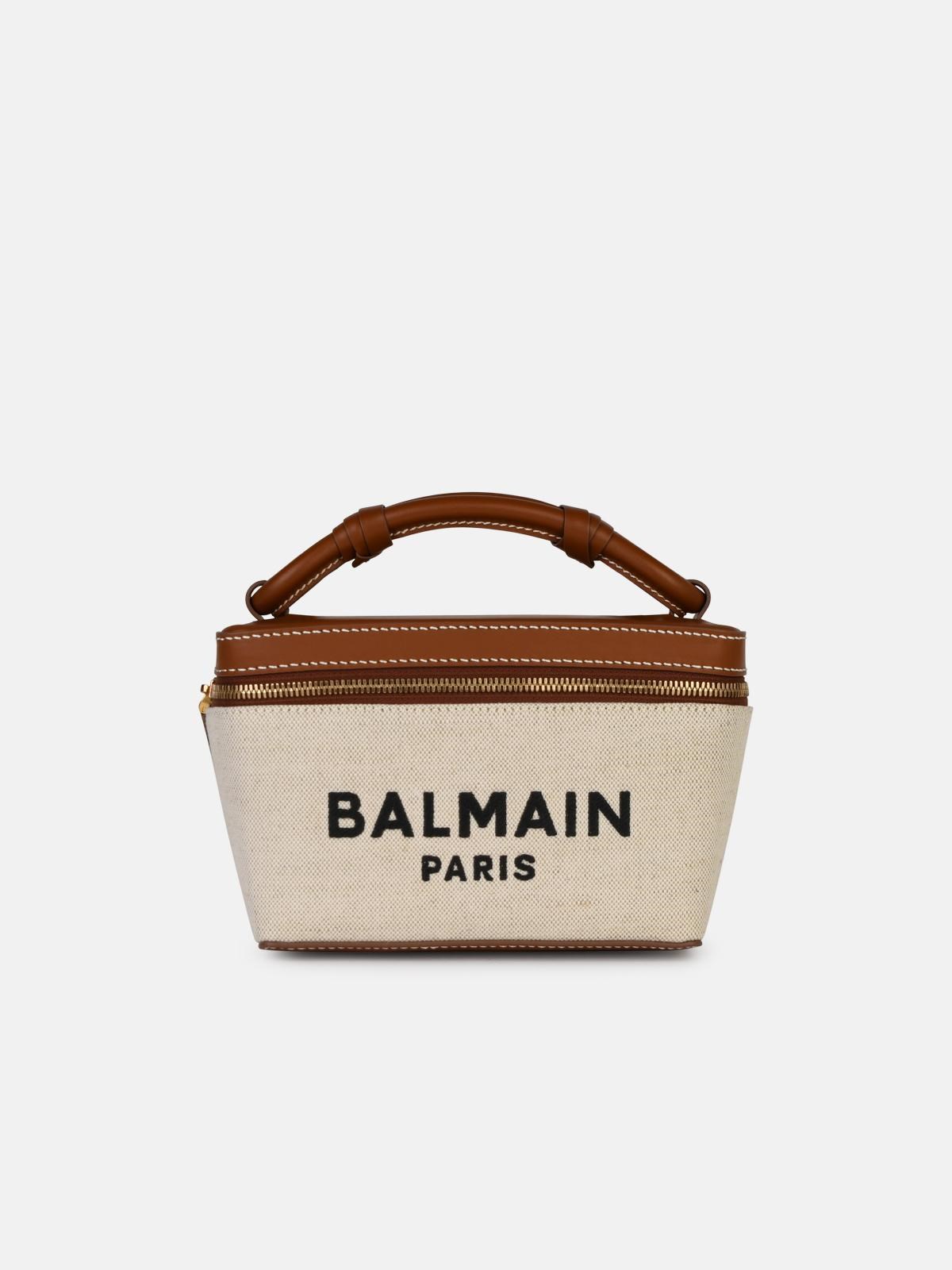 Balmain 'b-army Vanity' Beige Canvas Bag In Cream