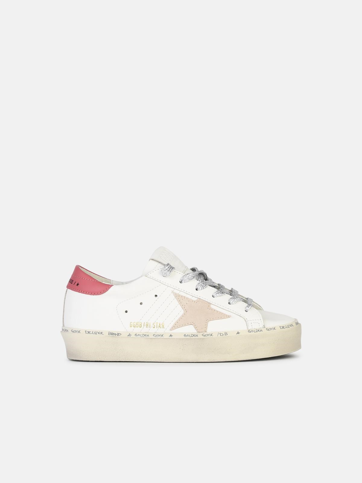 Shop Golden Goose 'hi Star' White Leather Sneakers