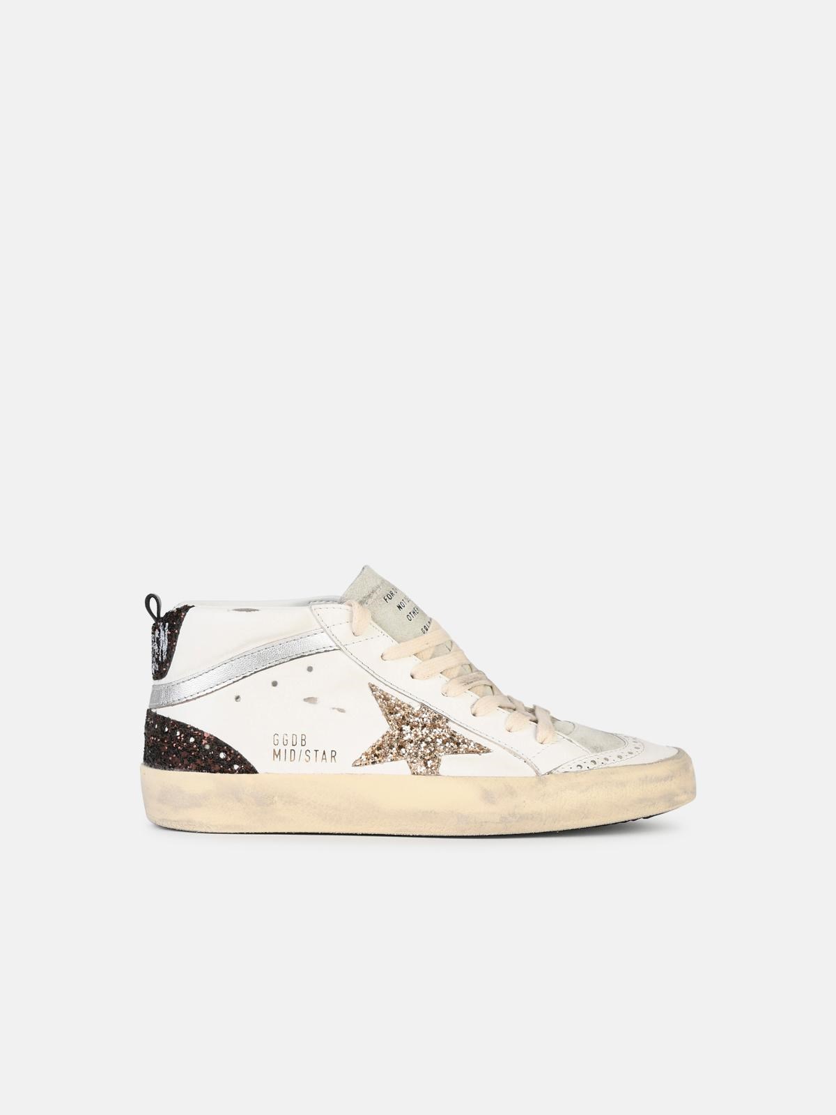 Golden Goose 'mid Star Classic' White Leather Blend Sneakers In Multi