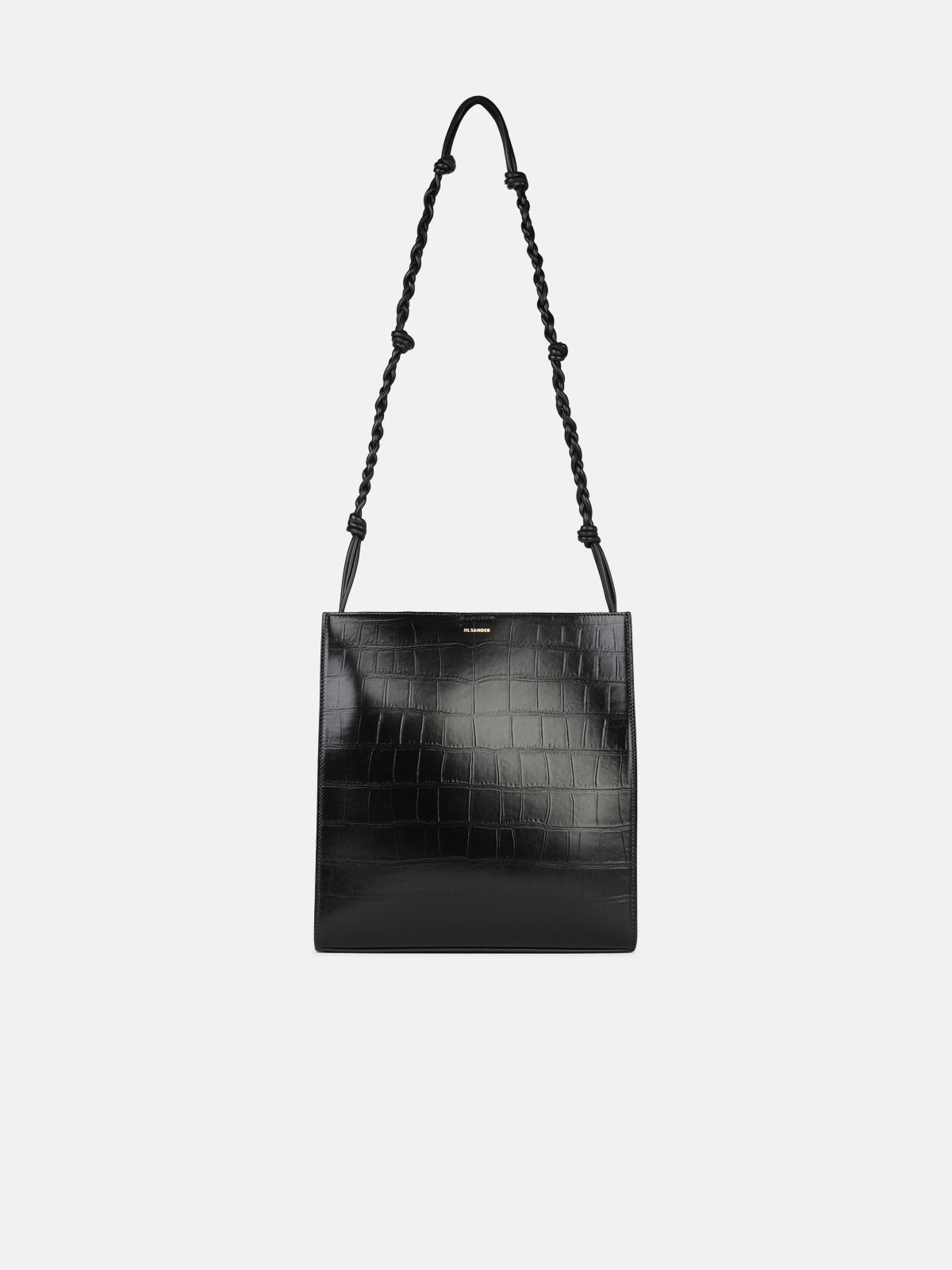 Shop Jil Sander Medium 'tangle' Black Leather Crossbody Bag