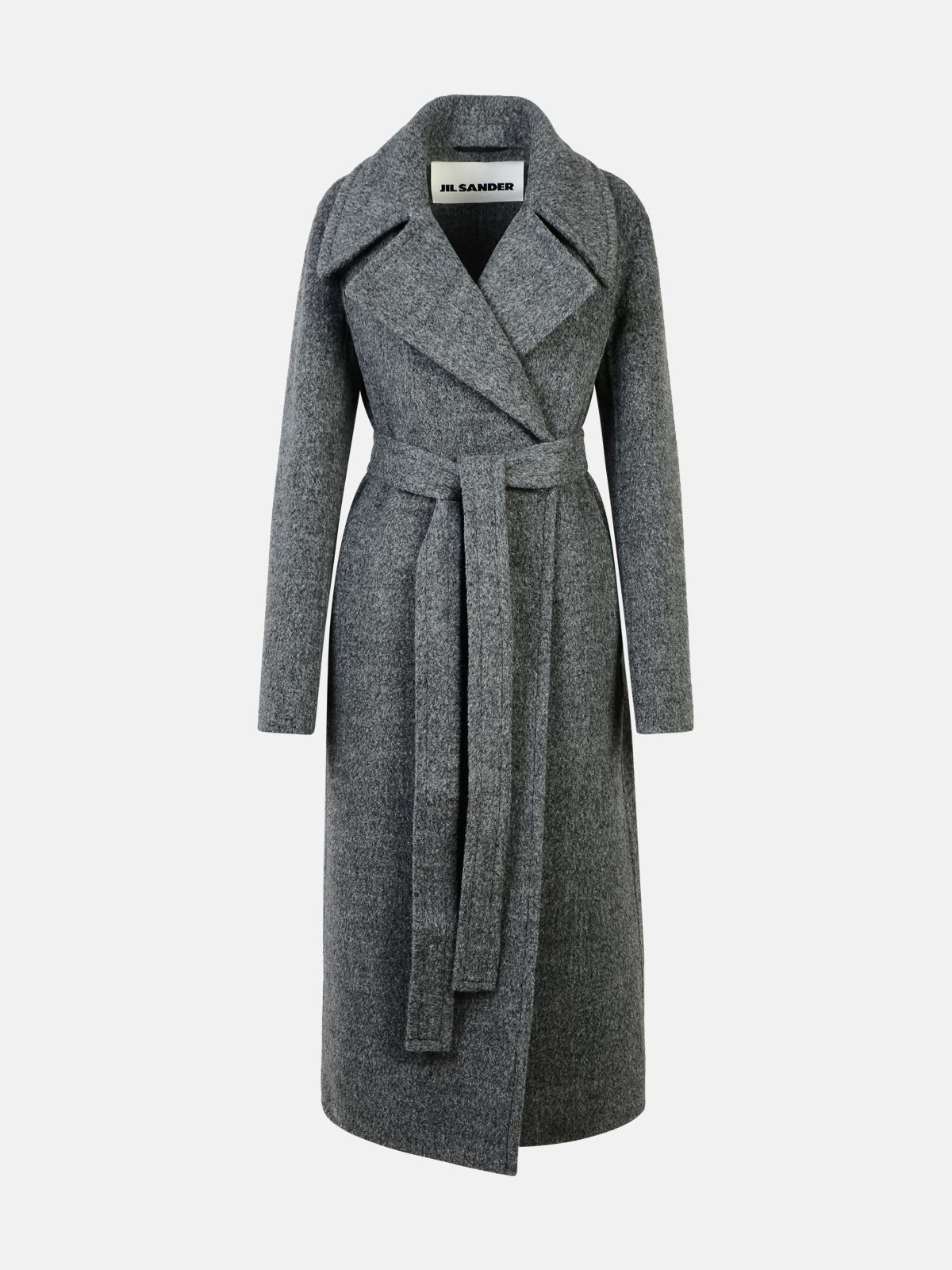 JIL SANDER GREY WOOL BLEND COAT 