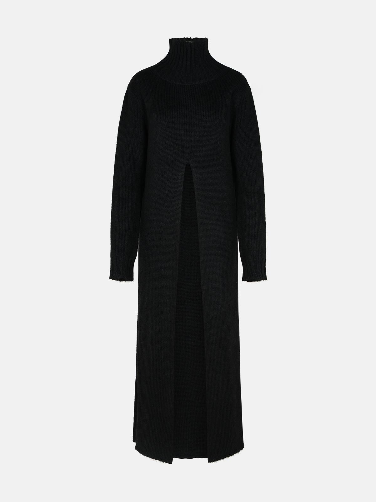Jil Sander JIL SANDER Black Alpaca Blend Dress　JIL SANDER ブラック アルパカ ブレンド ドレス