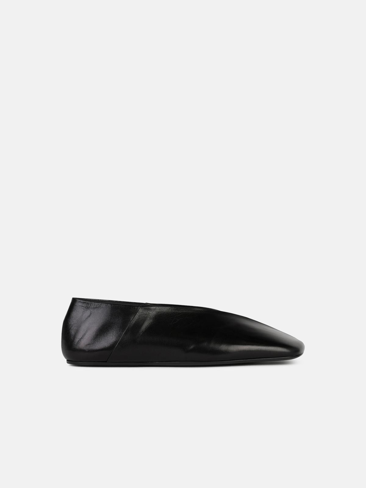 Jil Sander Black Leather Ballet Flats In Black