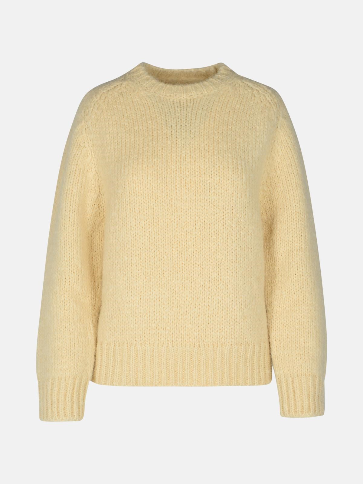 Shop Jil Sander Cream Mohair Blend Sweater