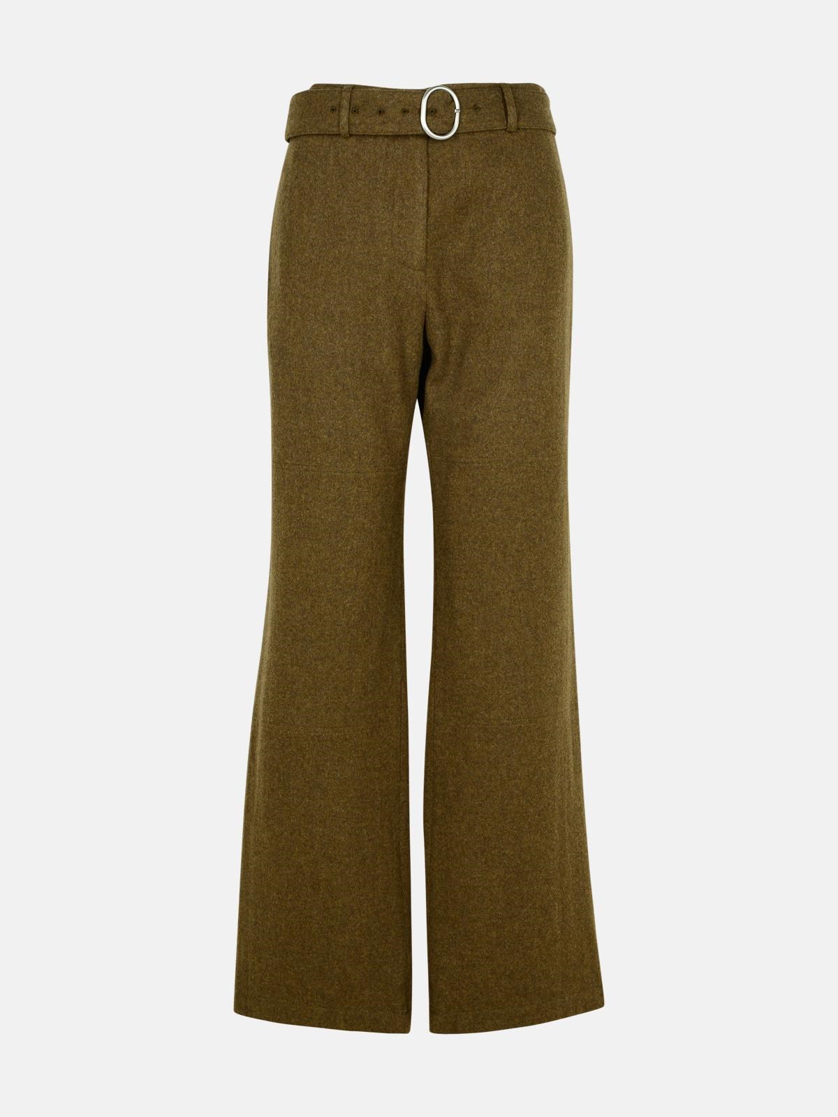 Jil Sander Green Wool Flannel Pants In Brown