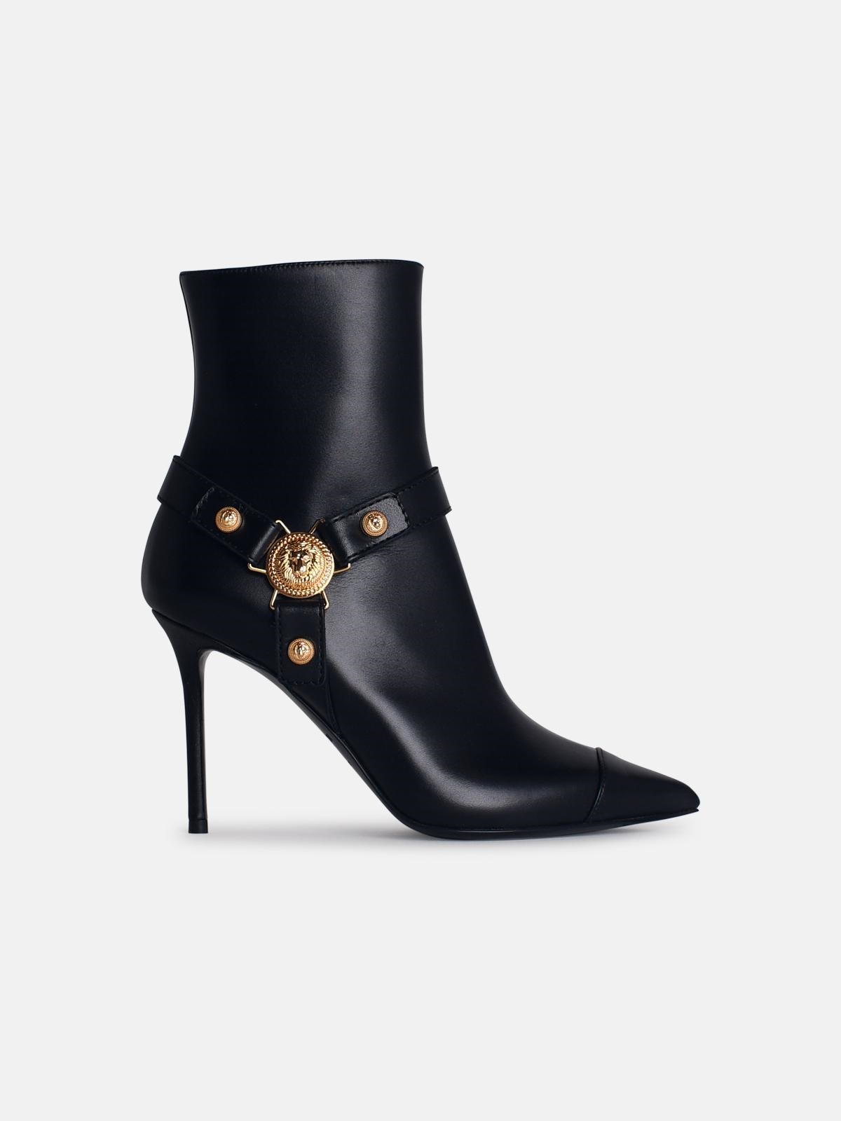 Balmain 'eva' Black Leather Ankle Boots In Black