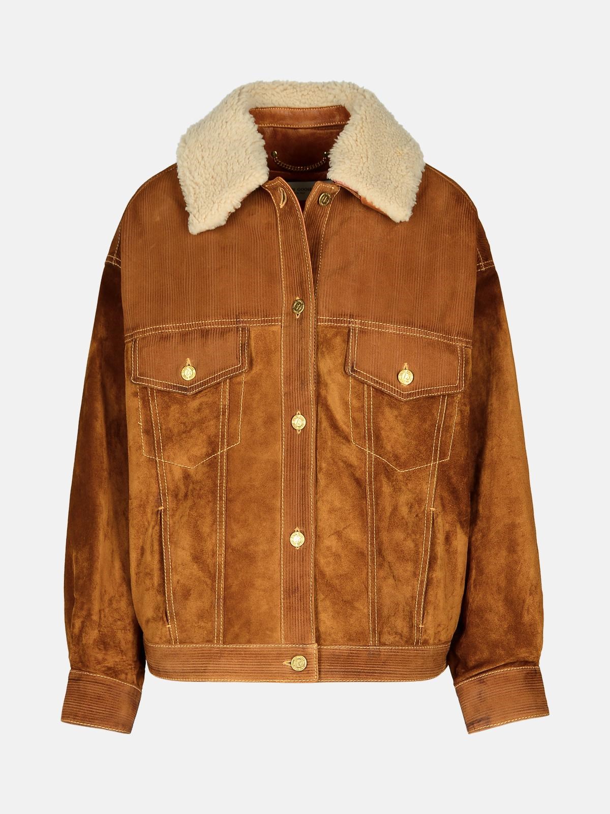 Shop Golden Goose Brown Leather Jacket